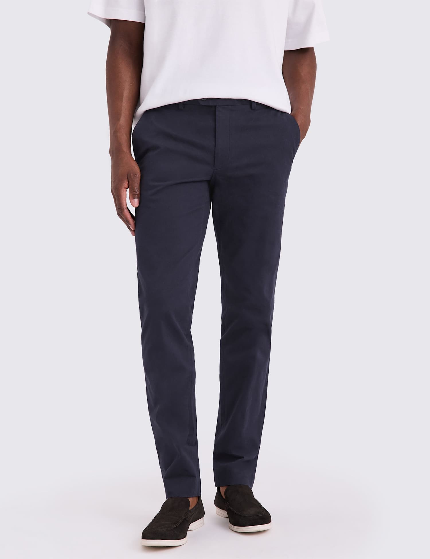 MOSS Slim Fit Stretch Chinos Navy