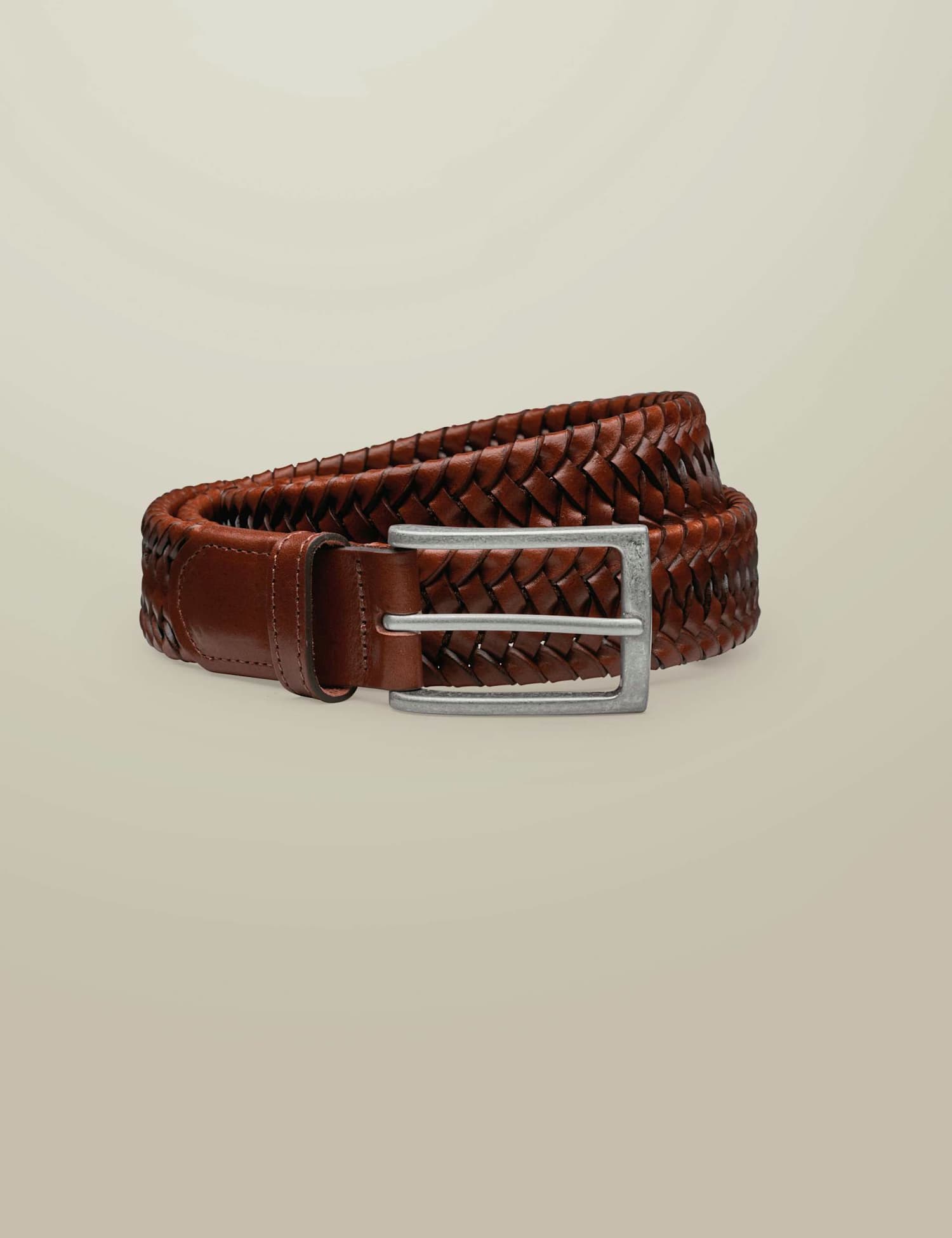 Charles Tyrwhitt Leather Stretch Woven Belt Tan
