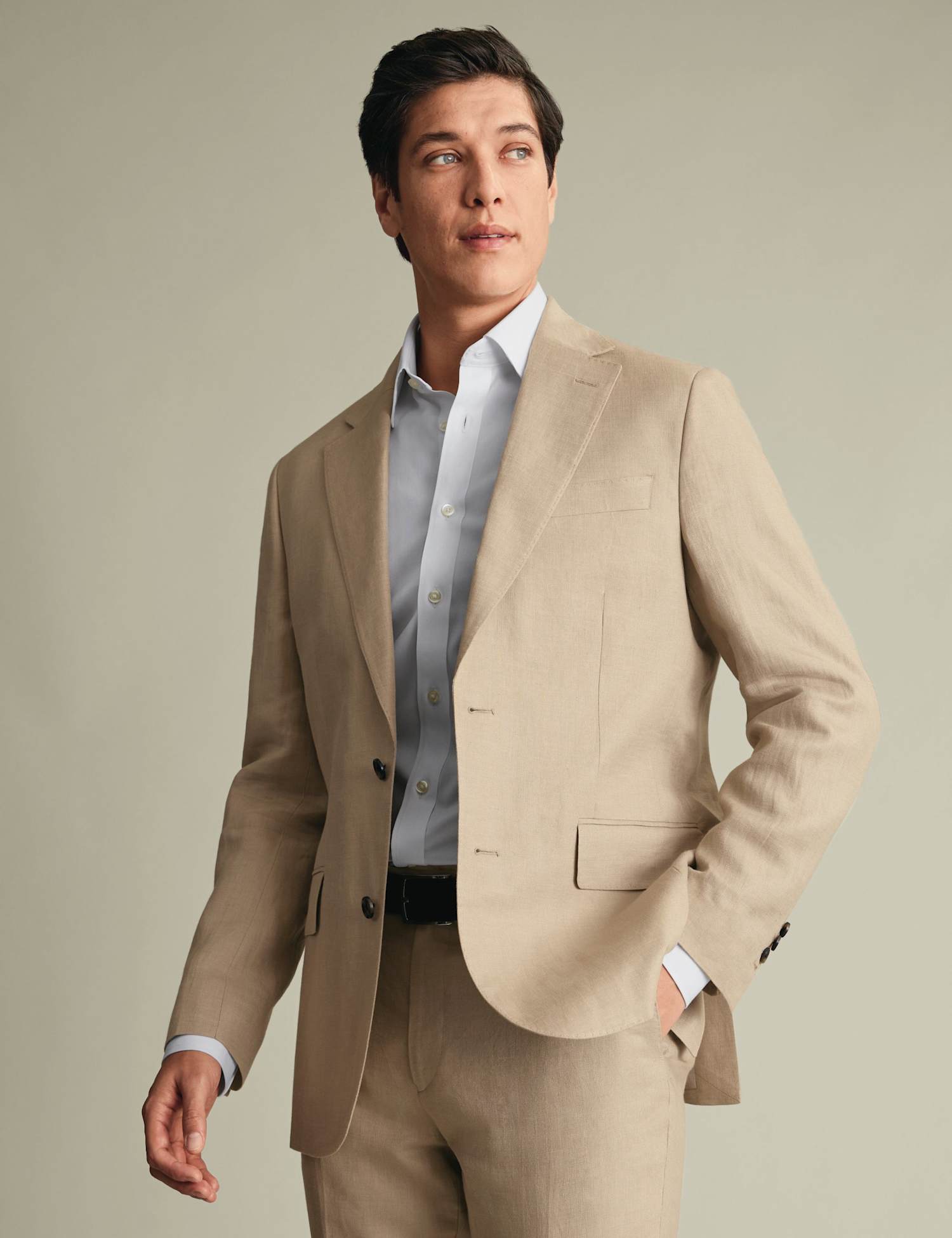 Charles Tyrwhitt Slim Fit Pure Linen Suit Jacket Taupe