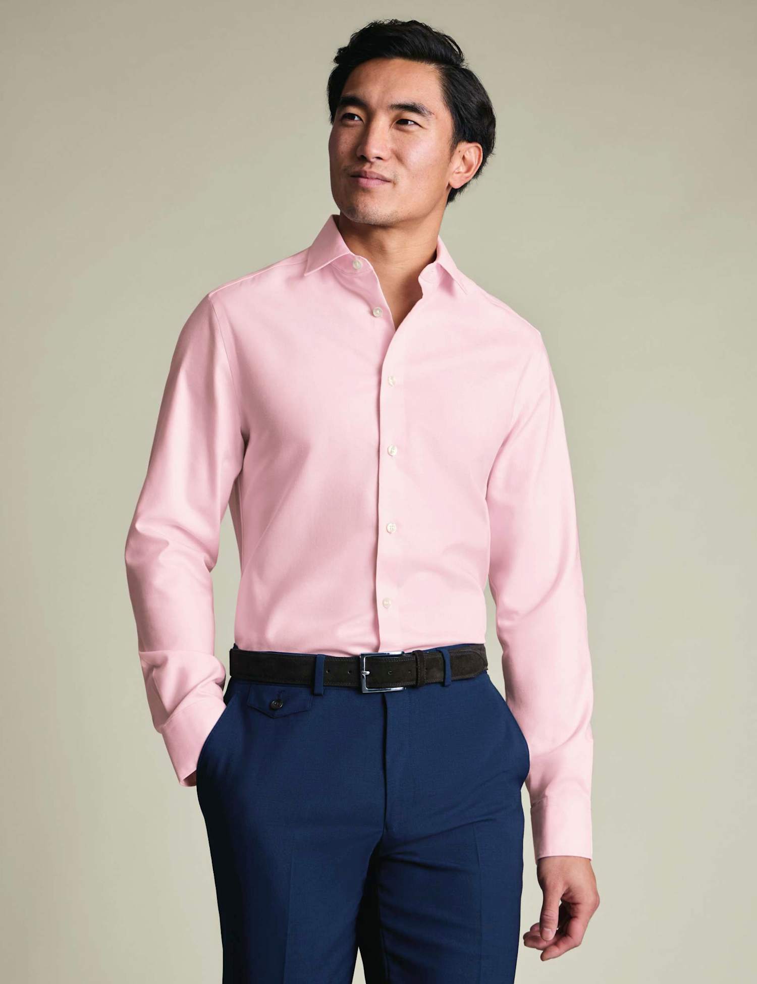 Charles Tyrwhitt Slim Fit Non Iron Cotton Rich Shirt Pink