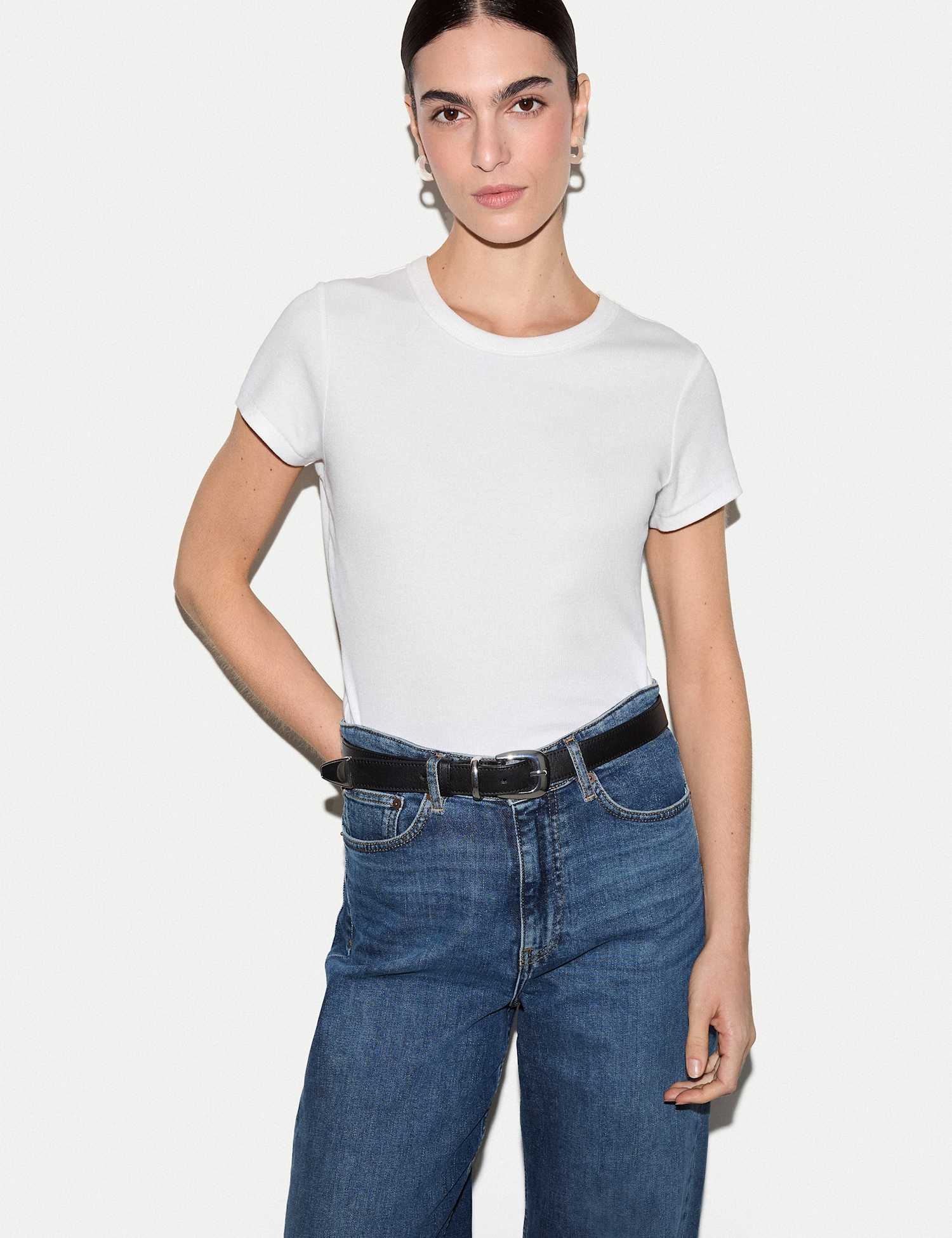 Jigsaw Cotton Rich Straight Fit T-Shirt White