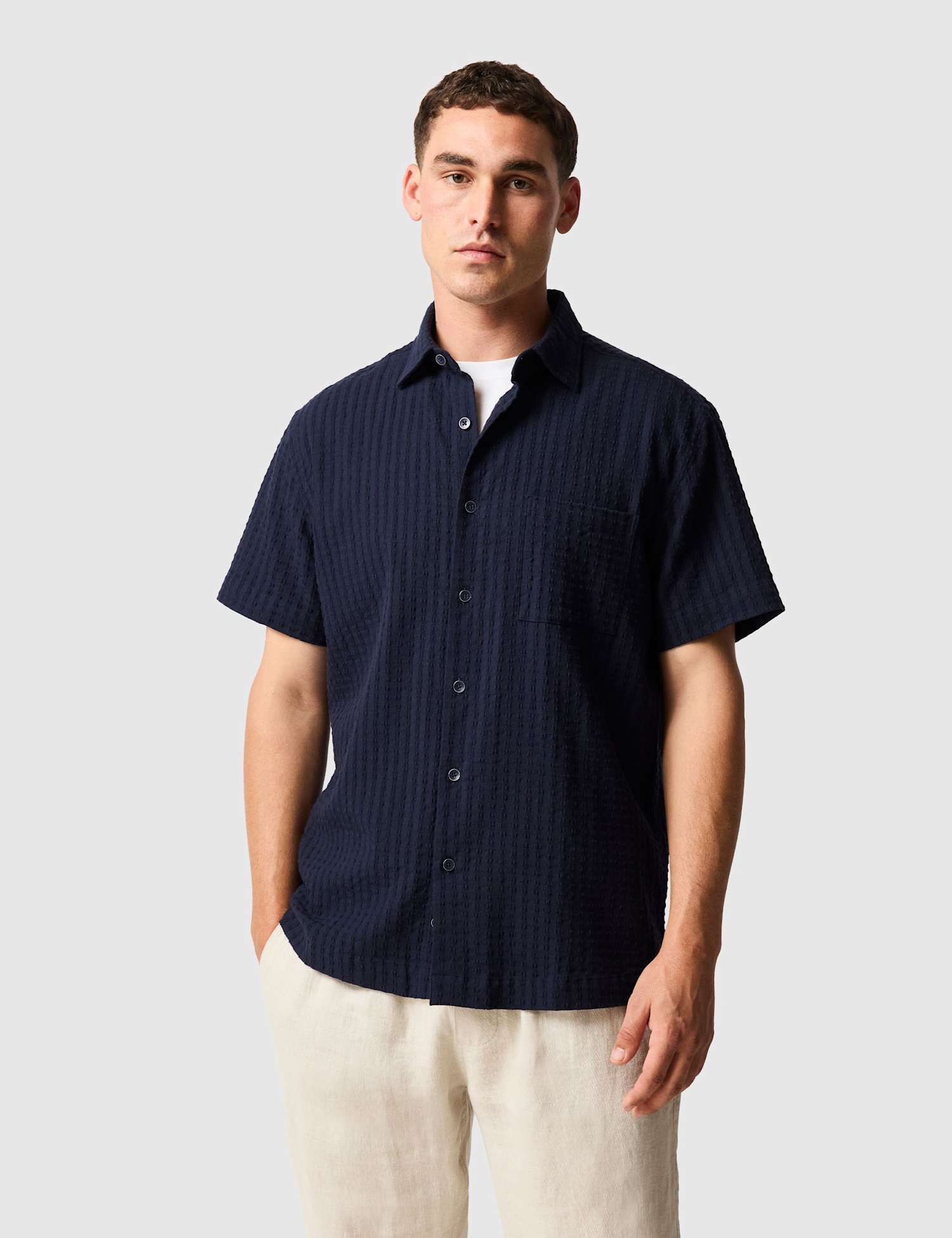 Rodd & Gunn Mystery Creek Relaxed Fit Cotton Rich Shirt Dark Navy