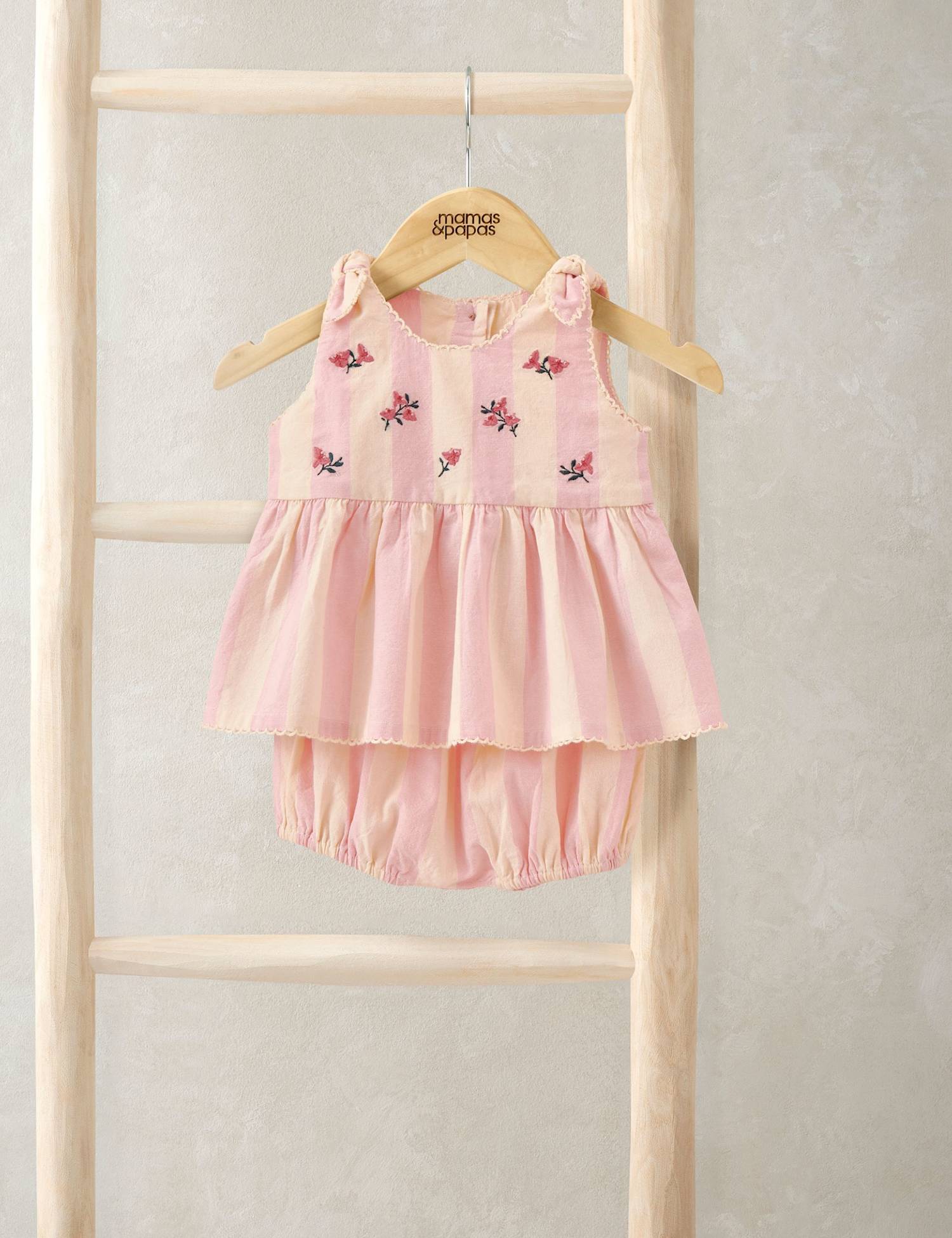 Mamas & Papas 2 Piece Pure Cotton Embroidered Outfit (0-24 Mths) Pink