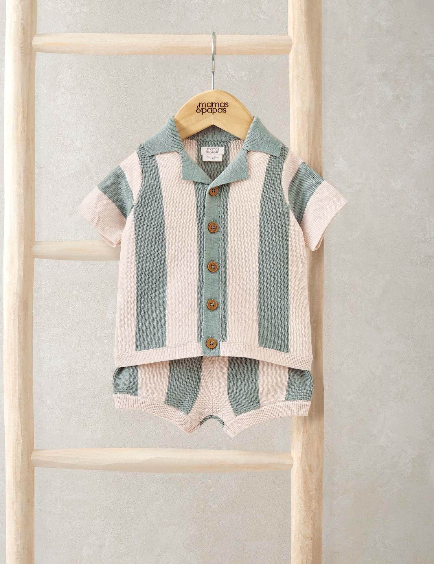 Mamas & Papas 2 Piece Pure Cotton Knitted Top & Bottom Set (0-3 Years) Green