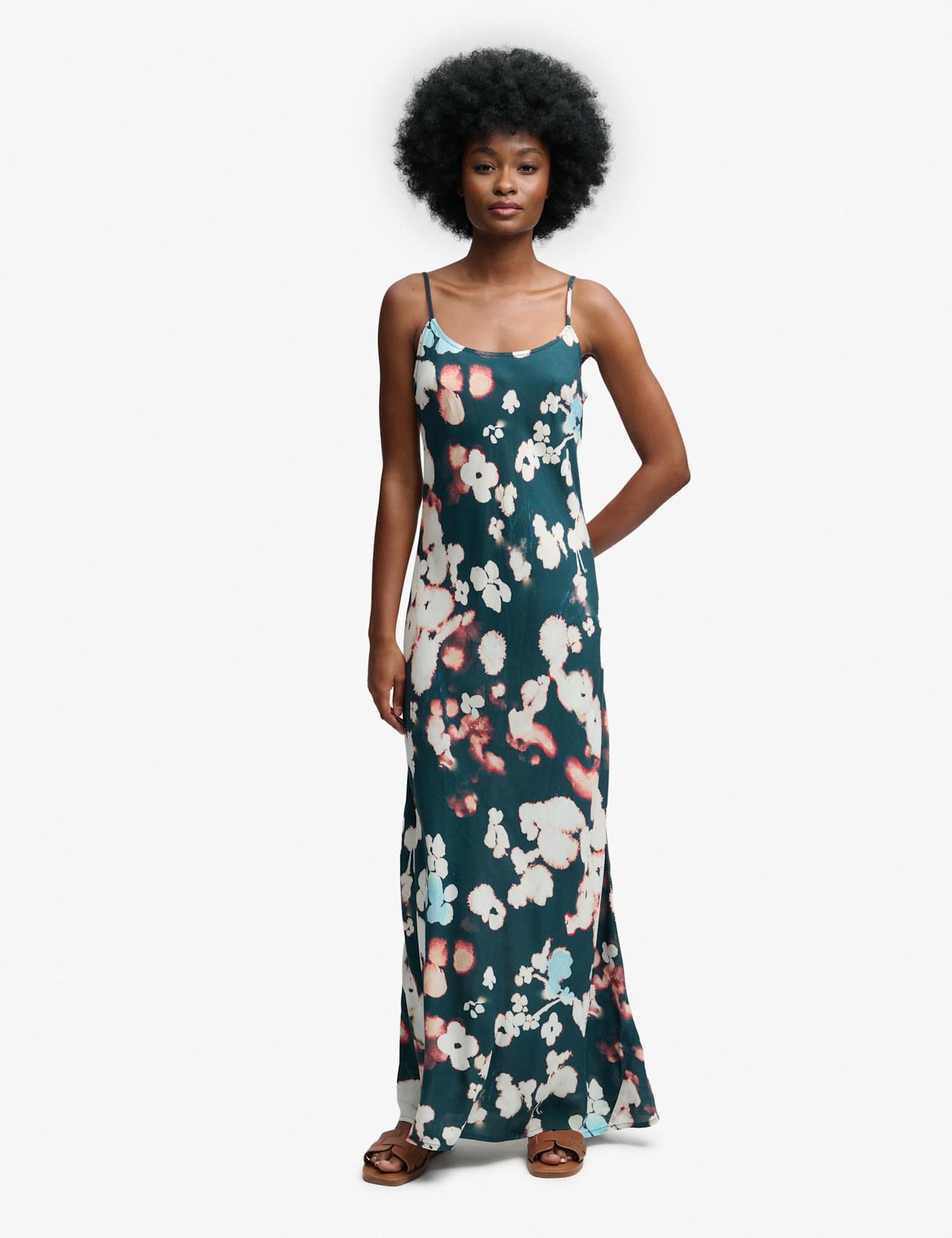 Superdry & Co Printed Scoop Neck Strappy Maxi Slip Dress Black