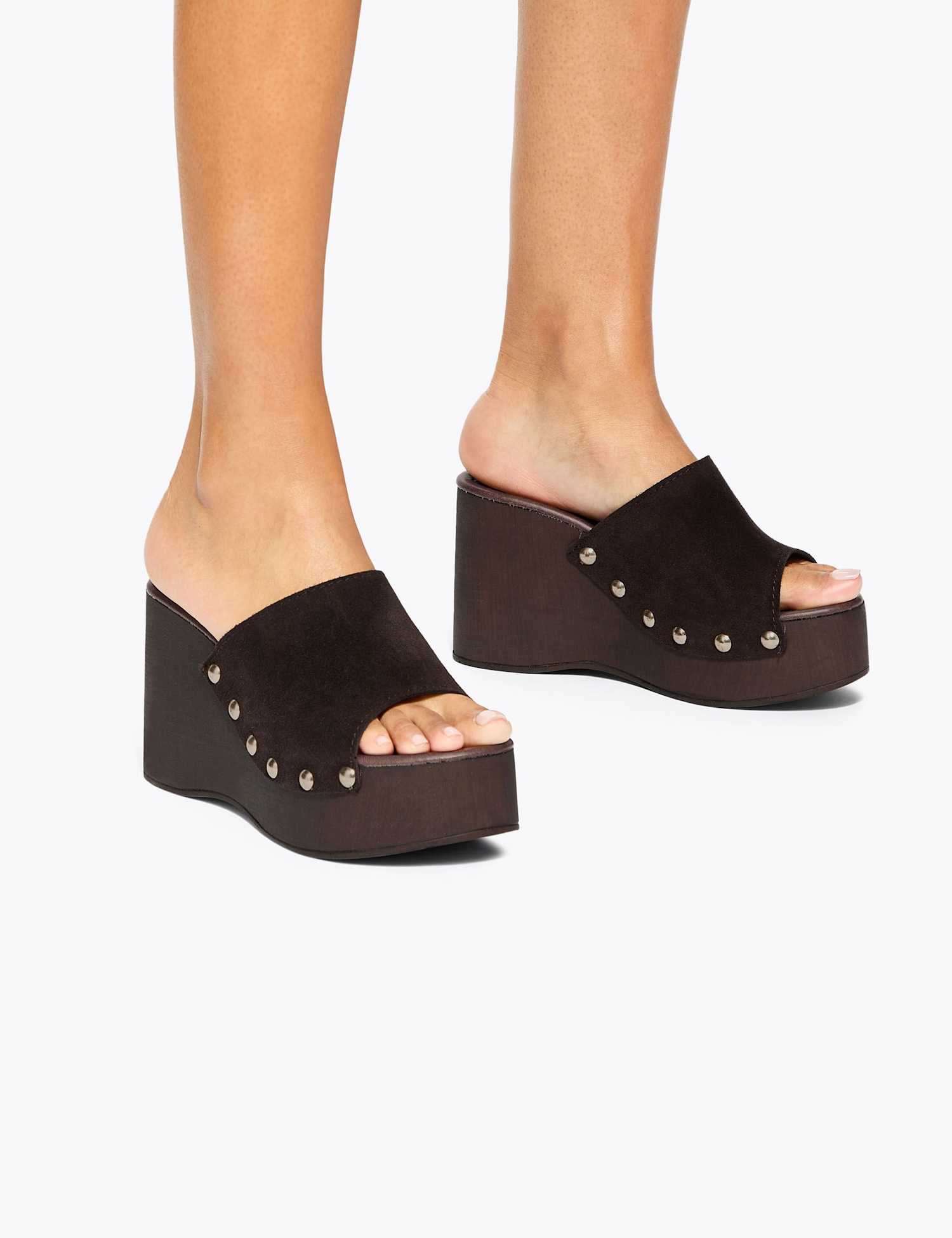 Kurt Geiger Suede Wedge Platform Sandals Chocolate