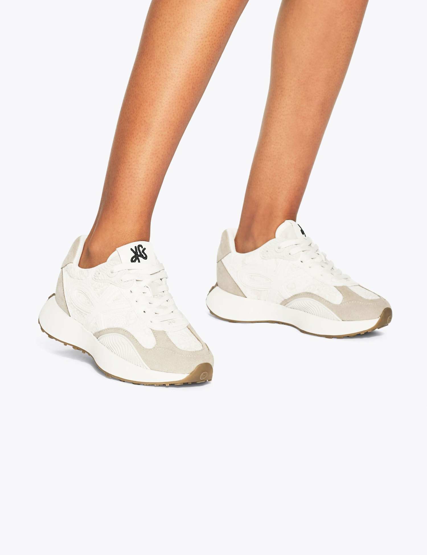 Kurt Geiger Lace Up Trainers White Mix