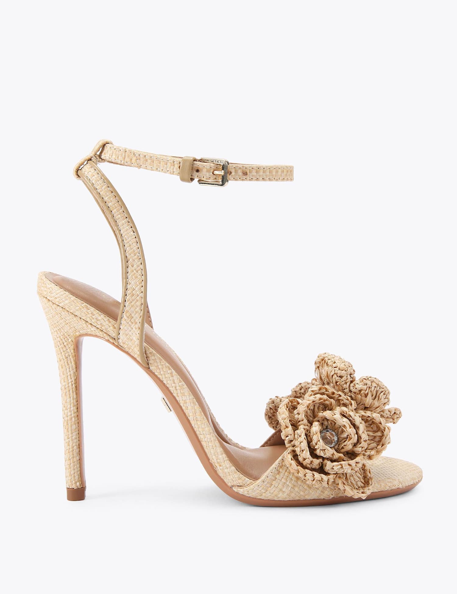 Kurt Geiger Floral Embroidered Stiletto Heel Sandals Beige