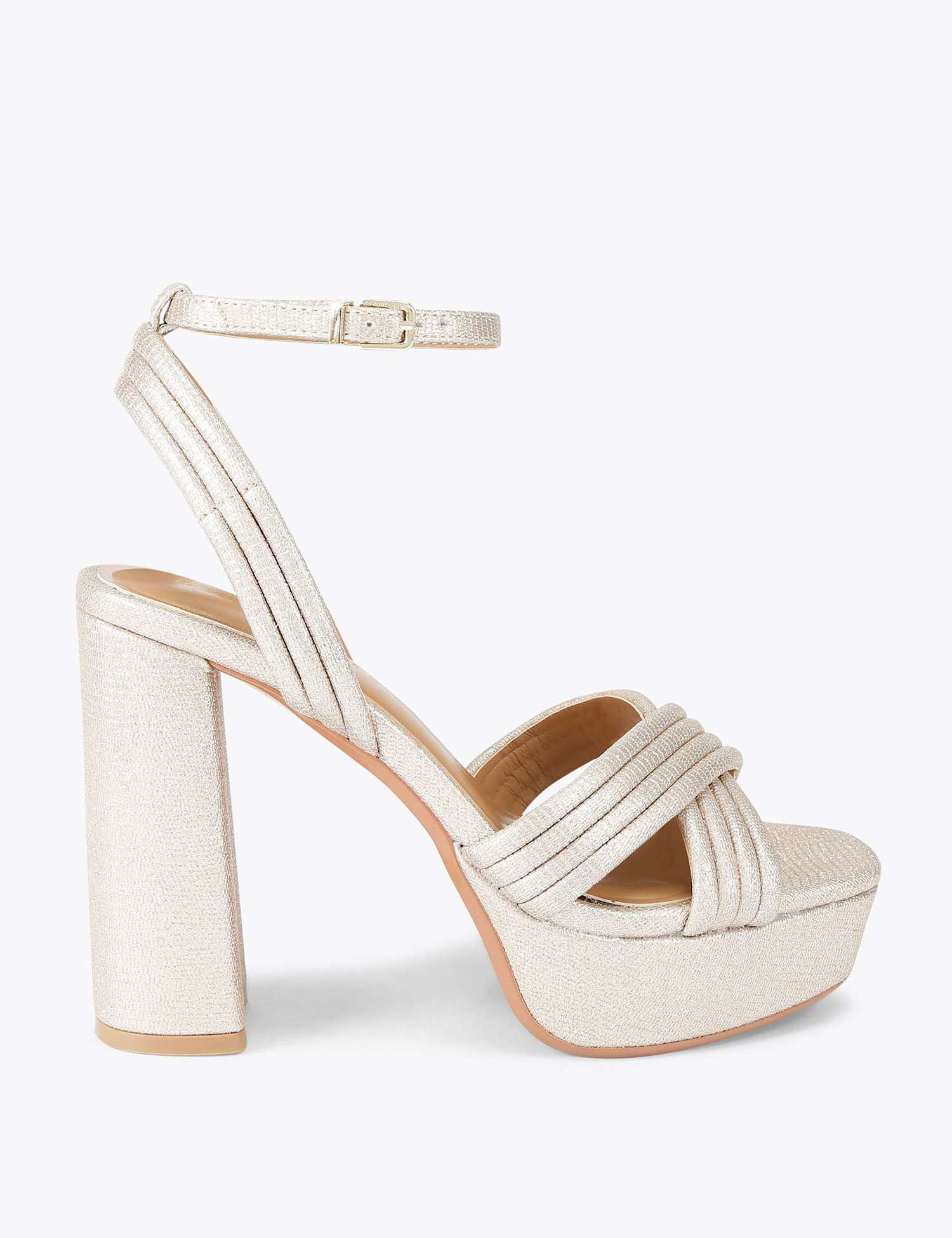 Kurt Geiger Metallic Platform Block Heel Sandals Silver