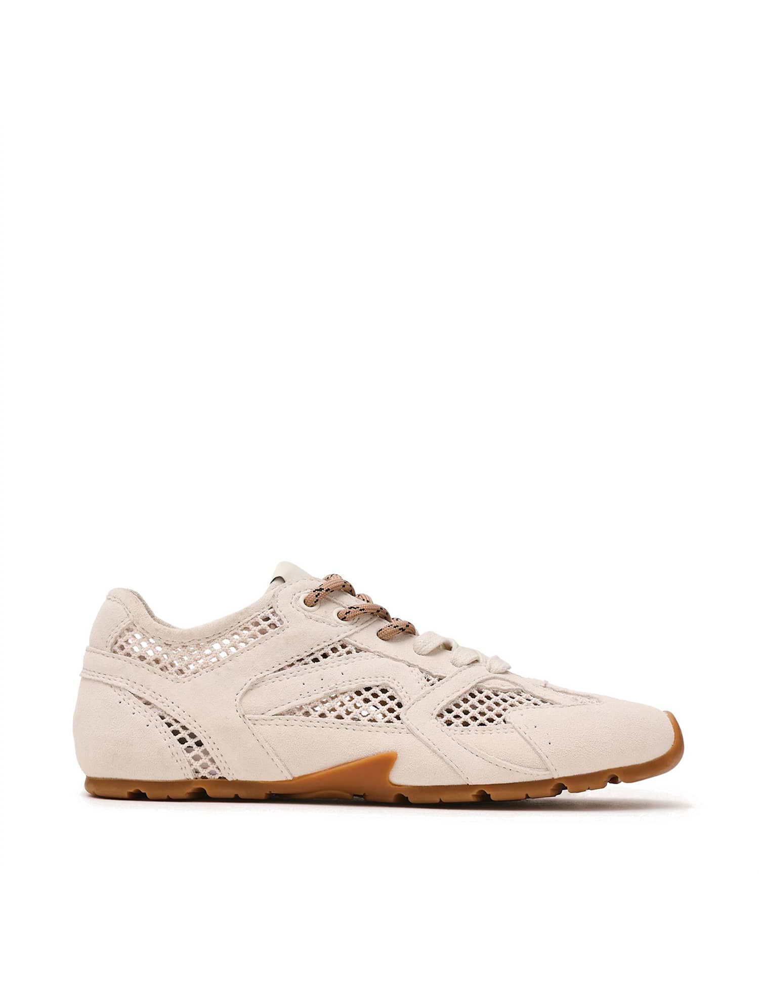 Steve Madden Suede Lace Up Trainers Beige Mix