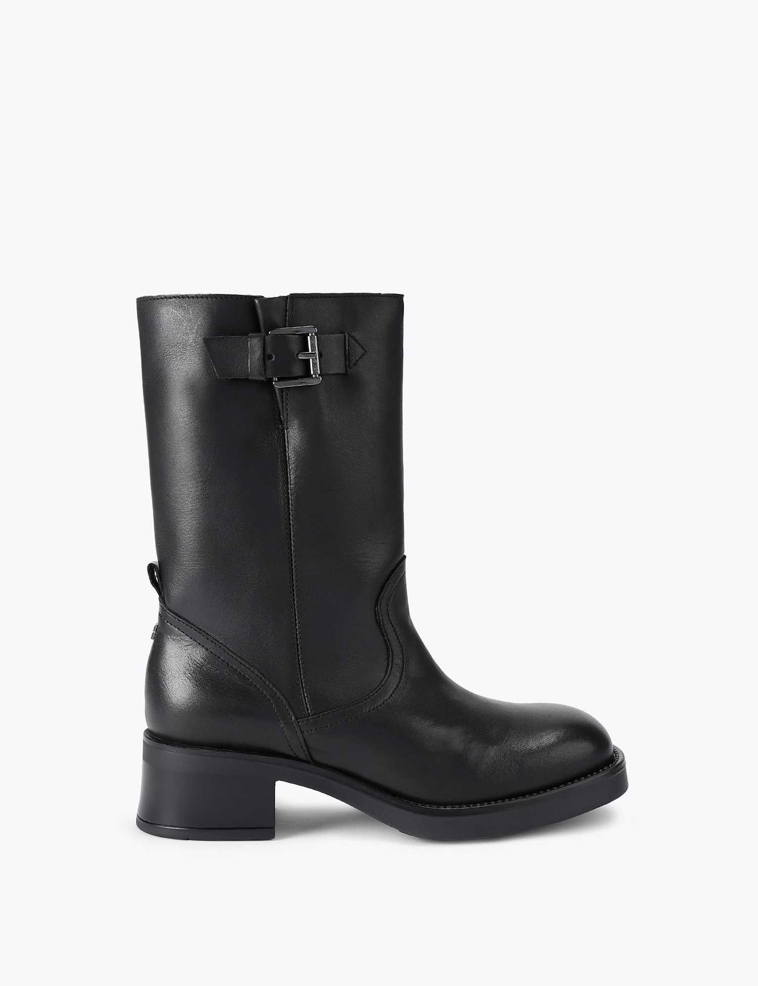 Kurt Geiger Trident Leather Block Heel Boots Black