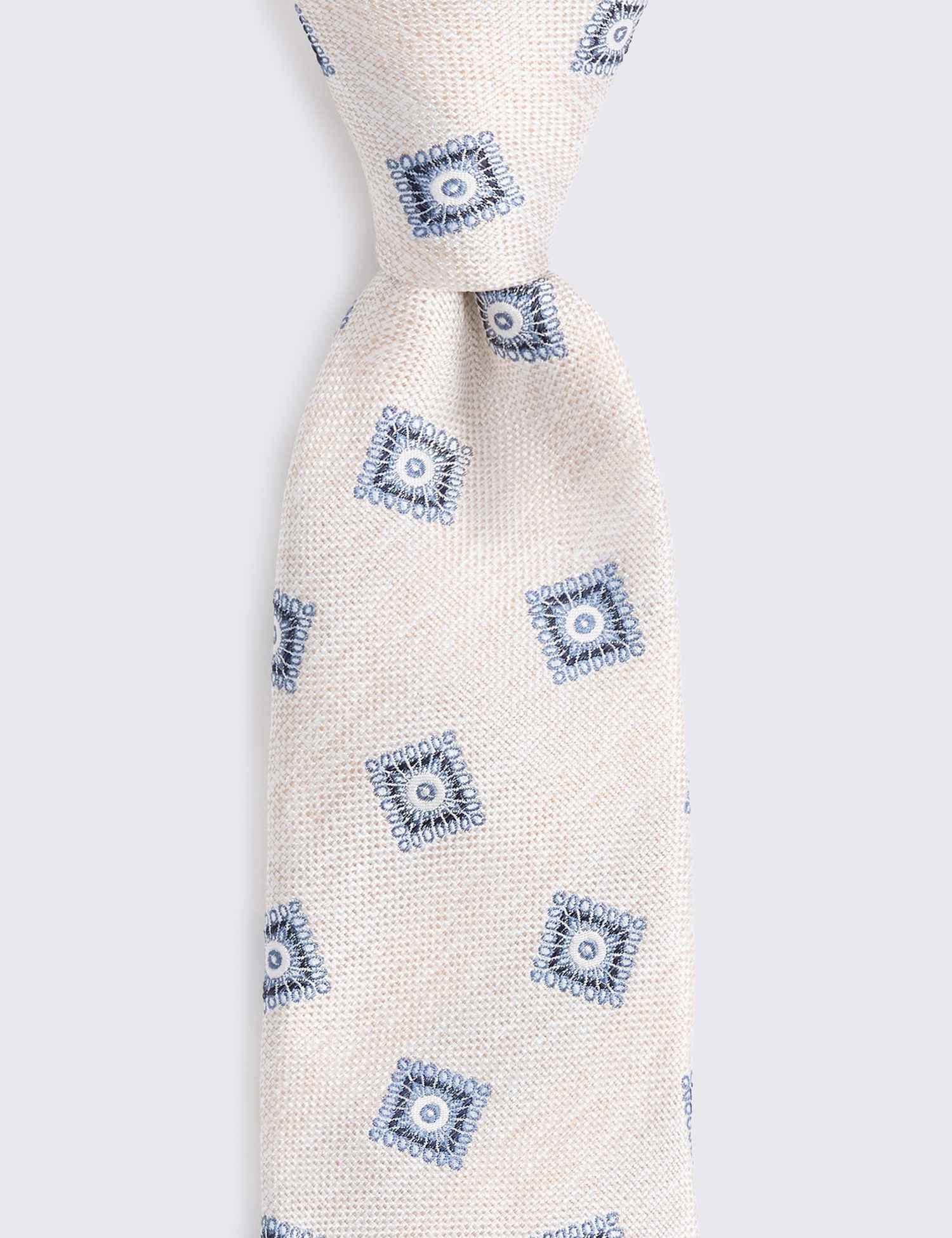 MOSS Geometric Pure Silk Tie Cream Mix