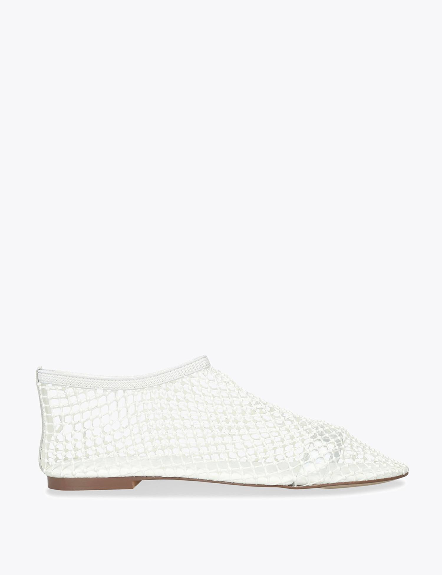 Steve Madden Leather Pearl Mesh Ballet Pumps White