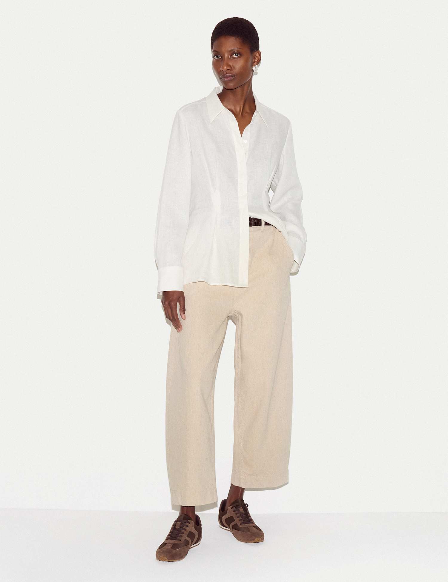 Jigsaw High Waisted Barrel Cropped Jeans Oatmeal