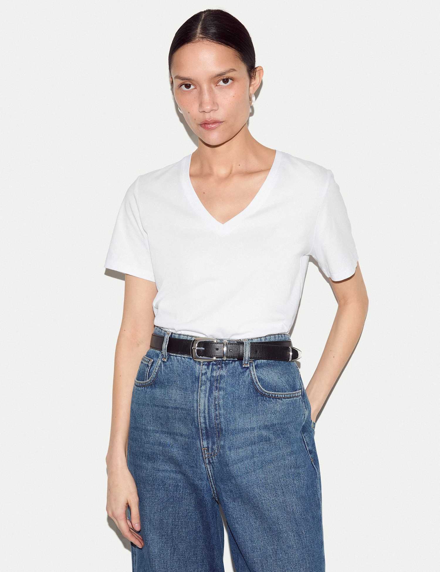 Jigsaw Pure Supima� Cotton V-Neck T-Shirt White