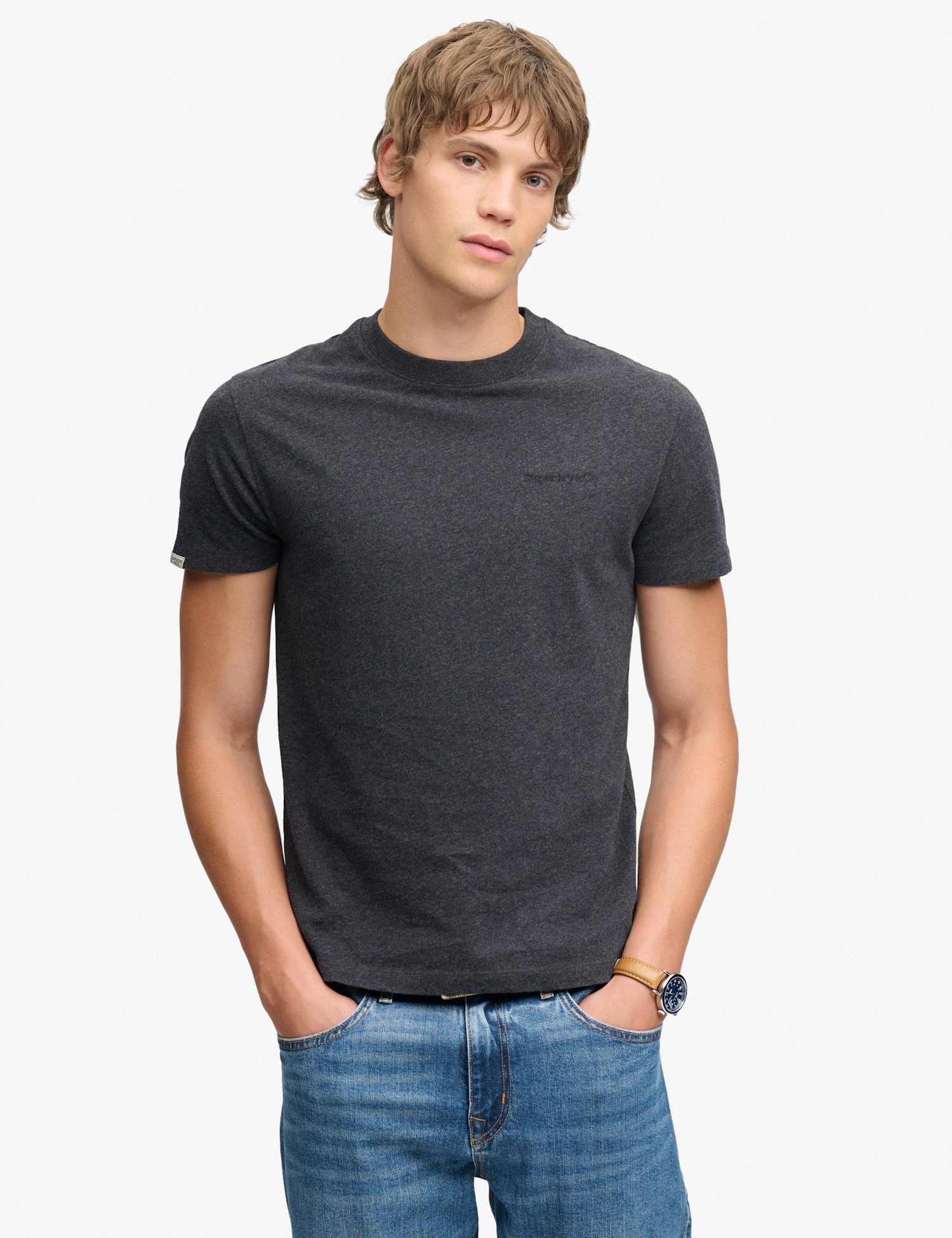 Superdry & Co Pure Cotton Embroidered Logo T-Shirt Dark Grey