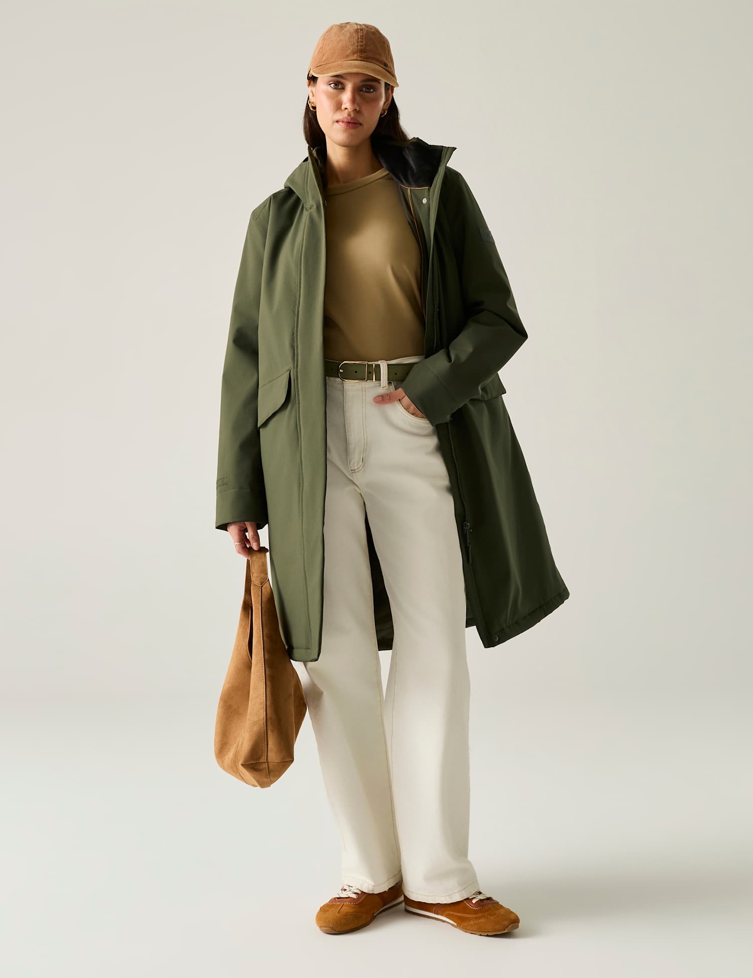 Regatta Ramona Hooded Padded Longline Raincoat Khaki