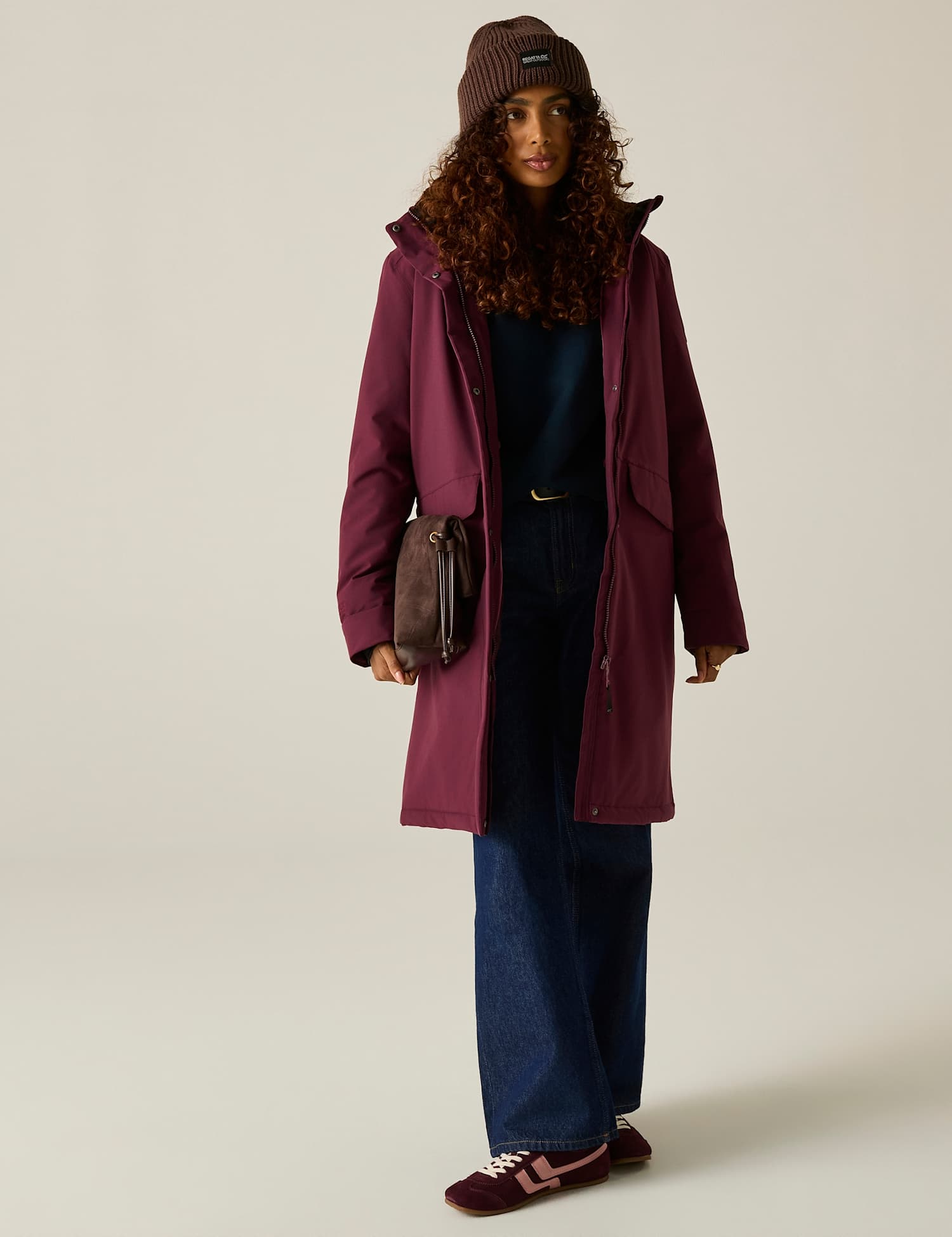 Regatta Ramona Hooded Padded Longline Raincoat Burgundy