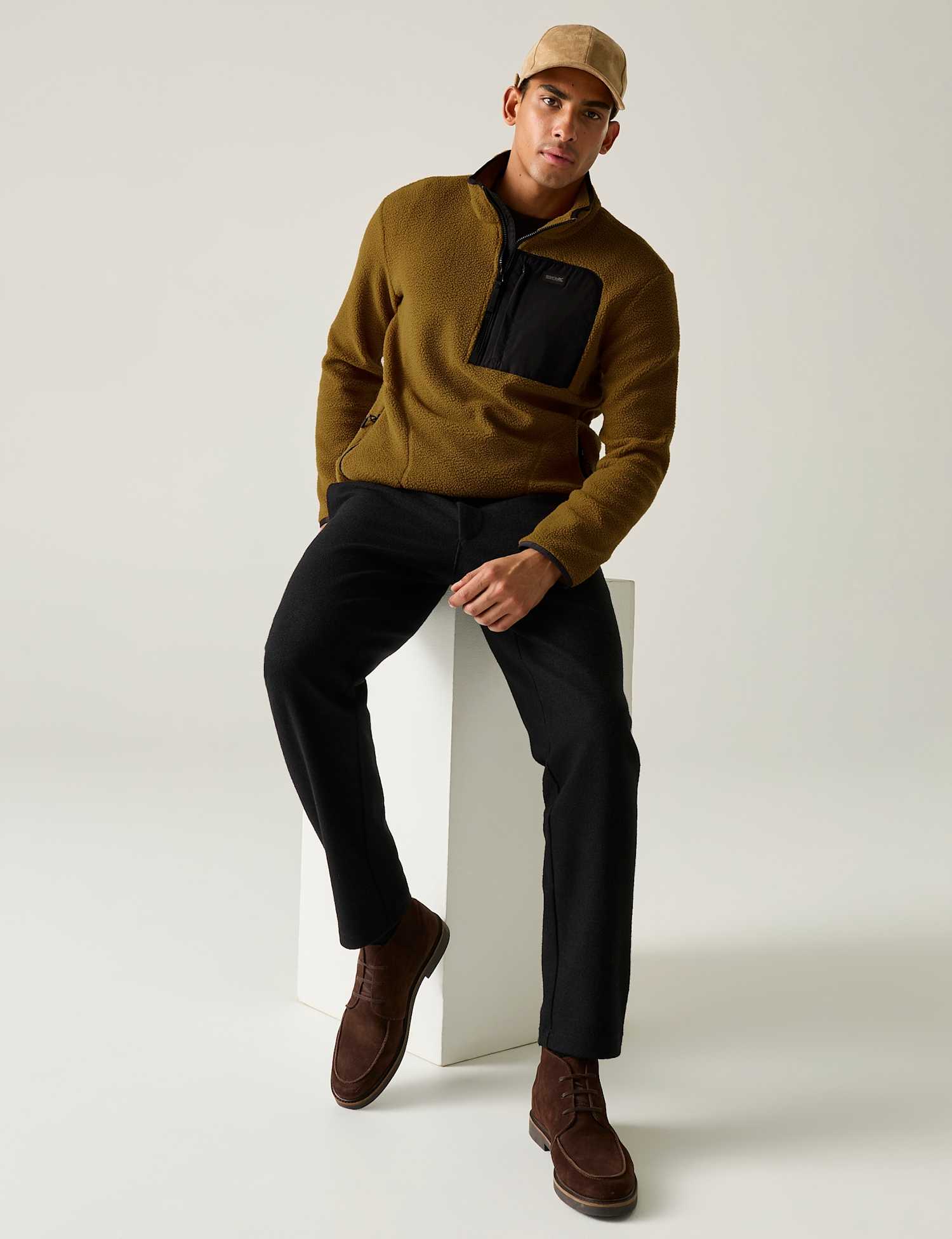 Regatta Frankie Borg Funnel Neck Half Zip Fleece Brown