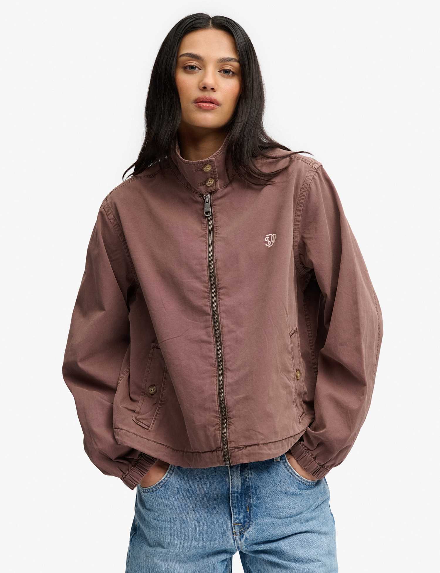 Superdry & Co Pure Cotton Relaxed Harrington Jacket Brown