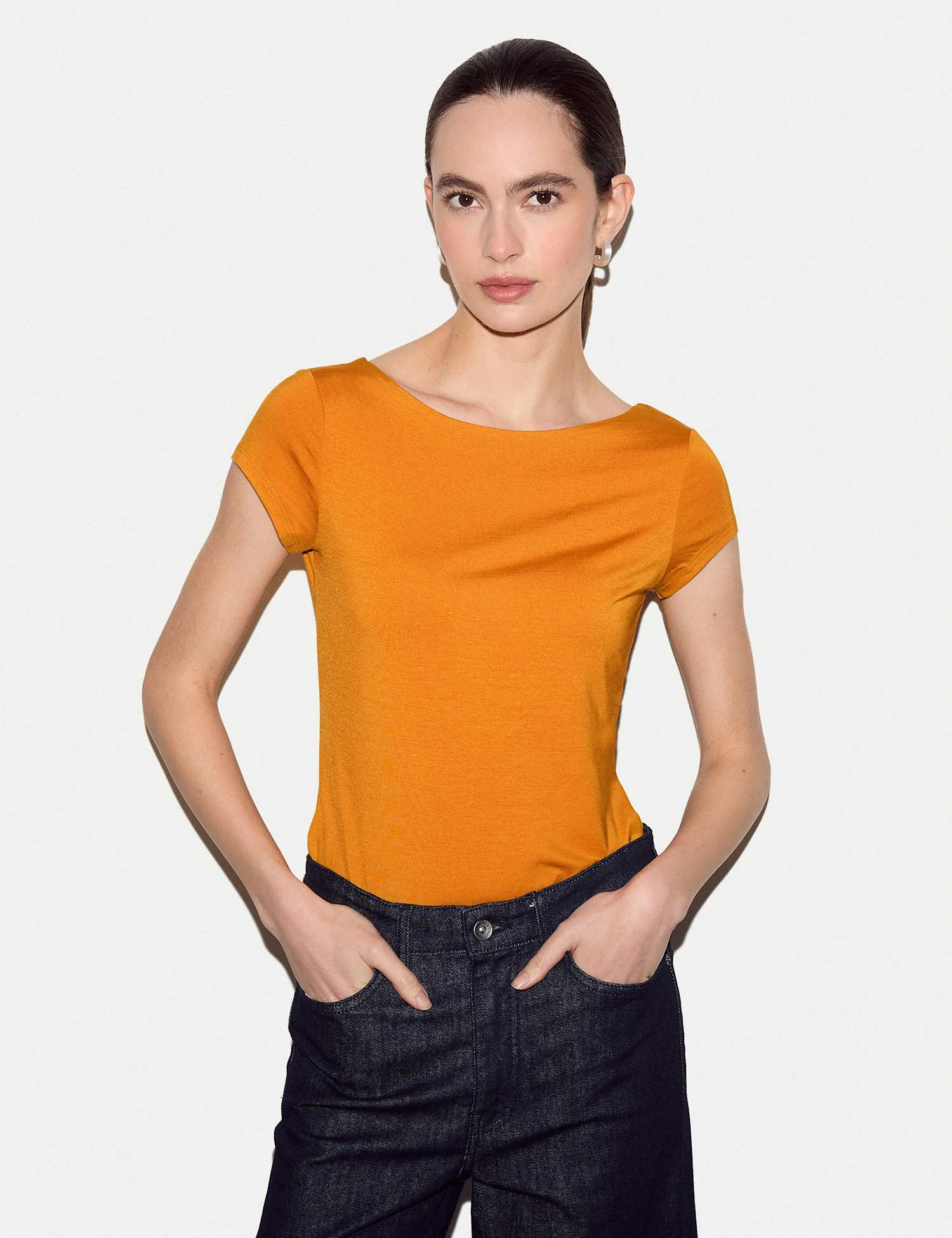 Jigsaw Modal Rich Jersey Top Orange