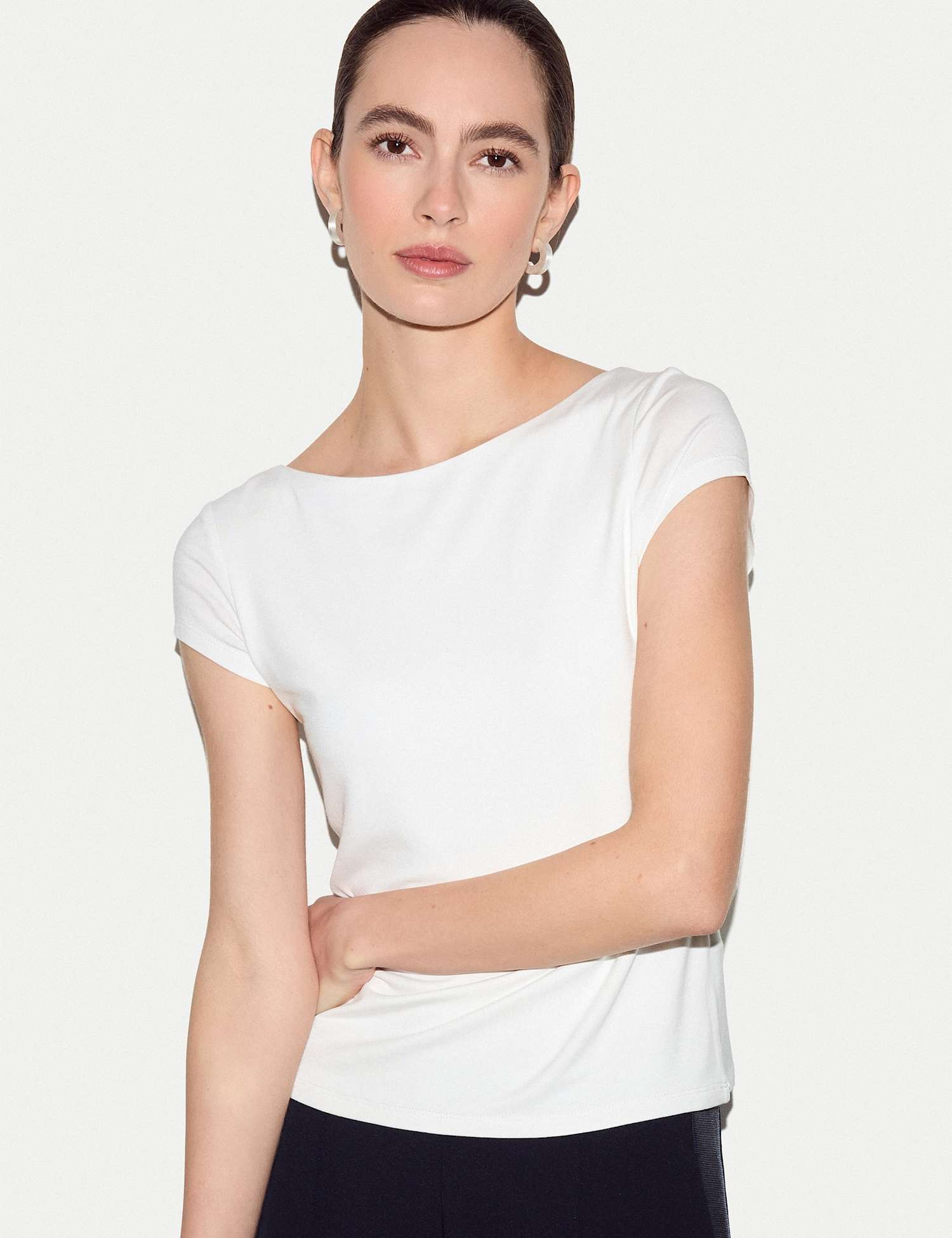 Jigsaw Modal Rich Jersey Top White