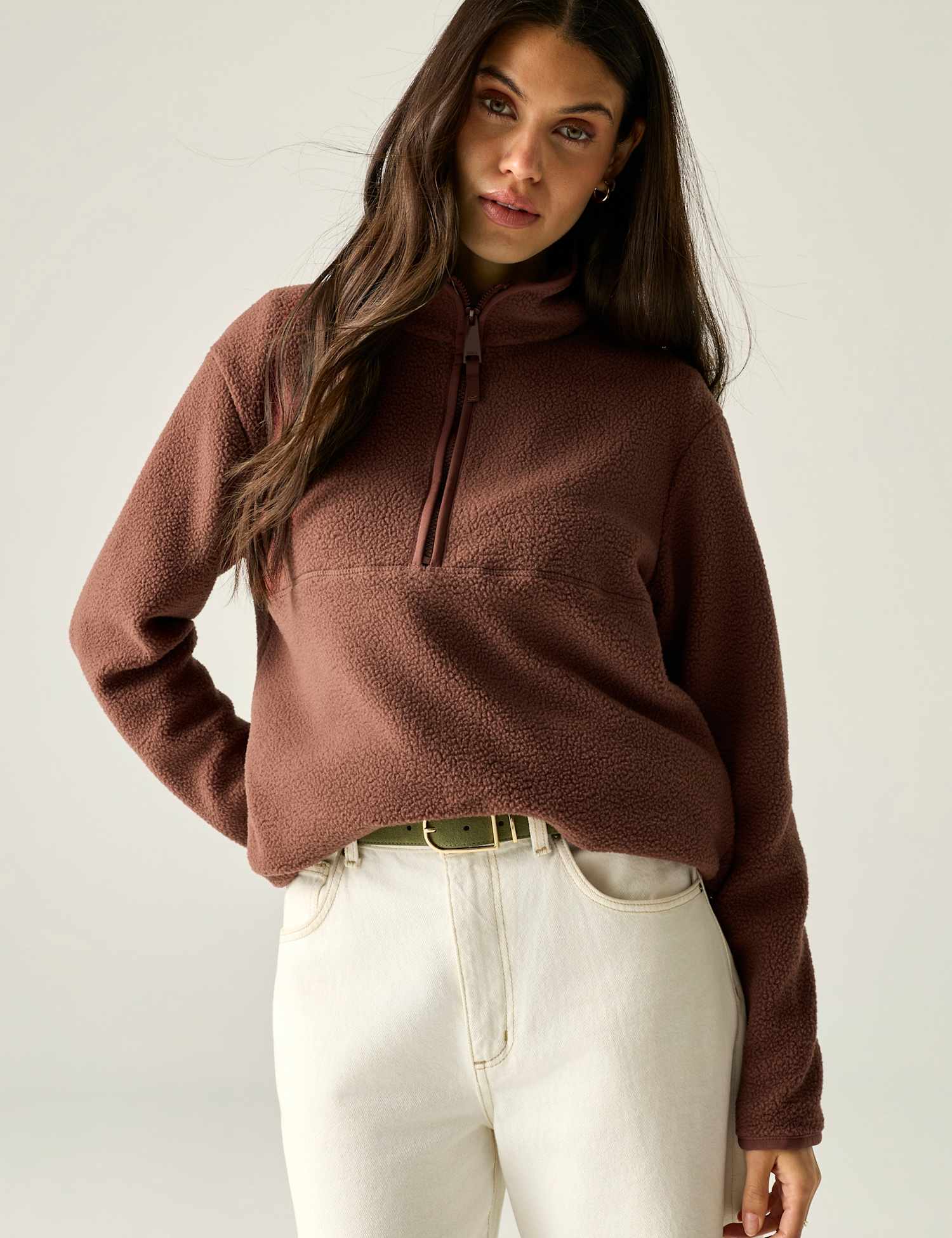 Regatta Frankie Borg Funnel Neck Relaxed Sweatshirt Brown