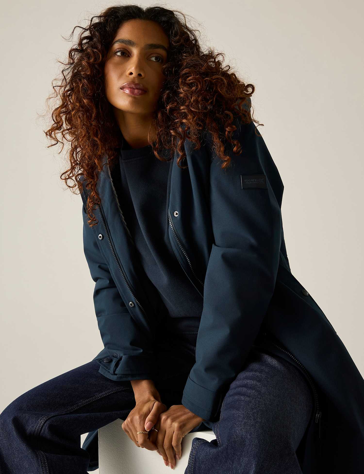 Regatta Yasira Hooded Padded Longline Jacket Navy
