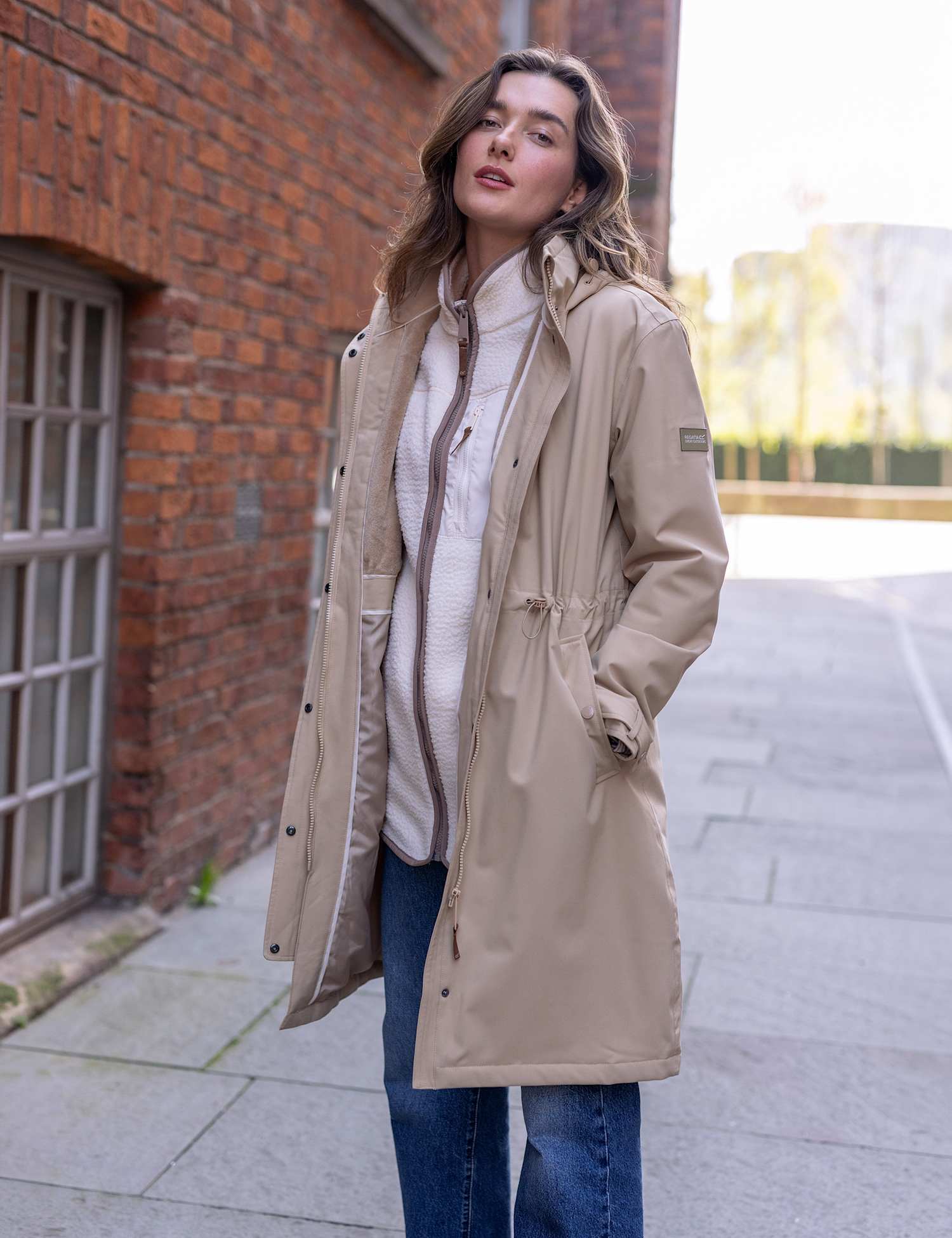 Regatta Yasira Hooded Padded Longline Jacket Beige