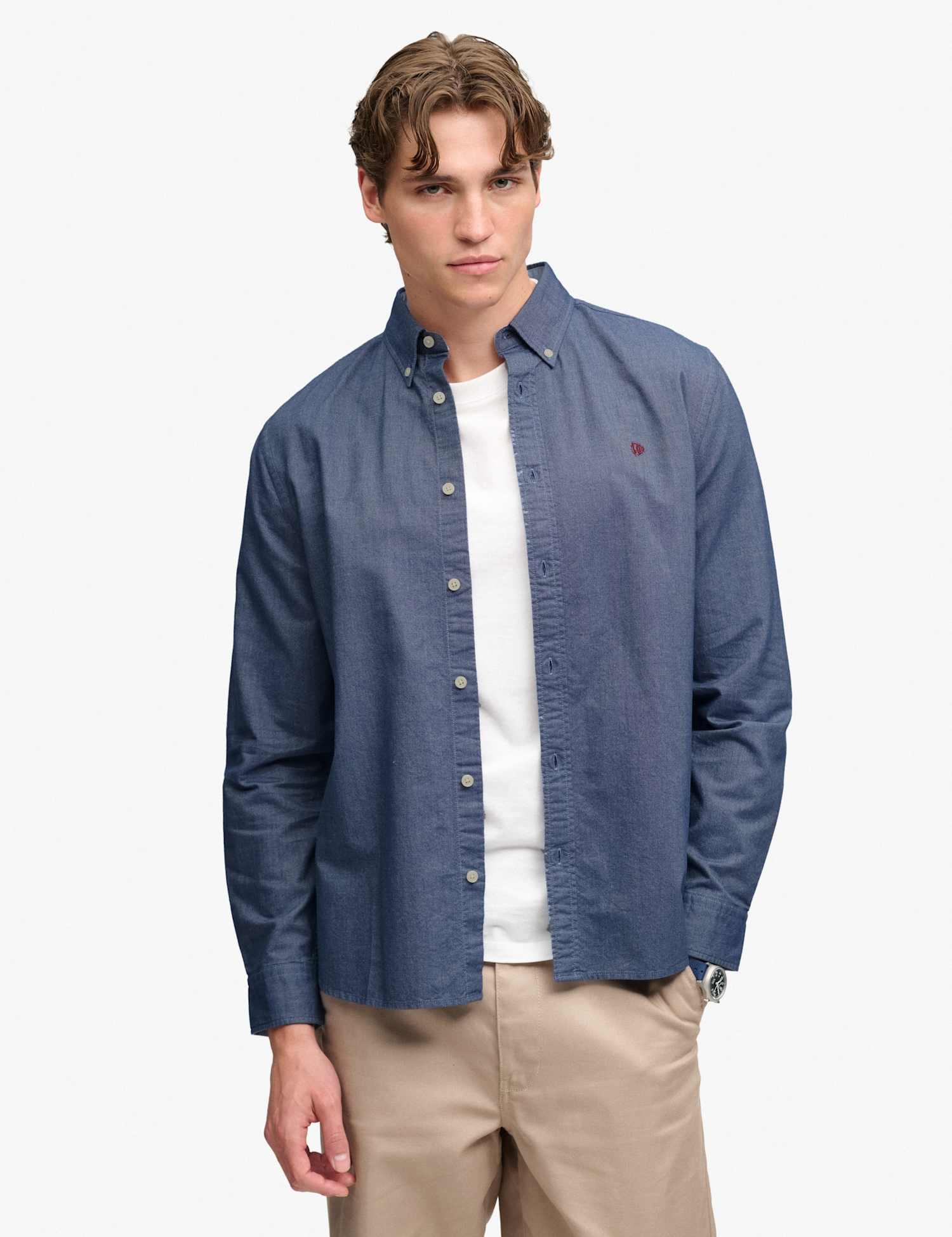 Superdry & Co Relaxed Fit Pure Cotton Striped Oxford Shirt Blue