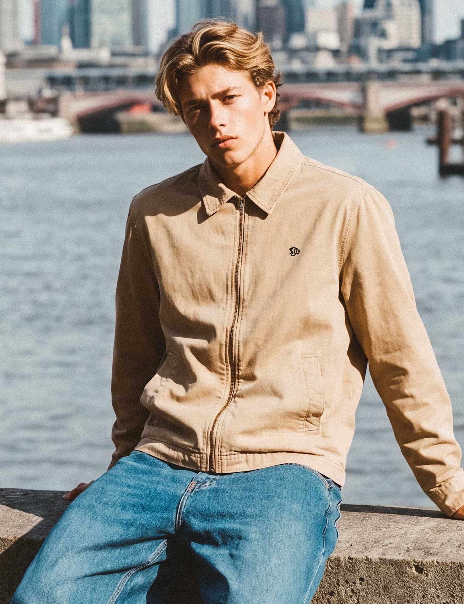 Superdry & Co Pure Cotton Lightweight Harrington Jacket Beige
