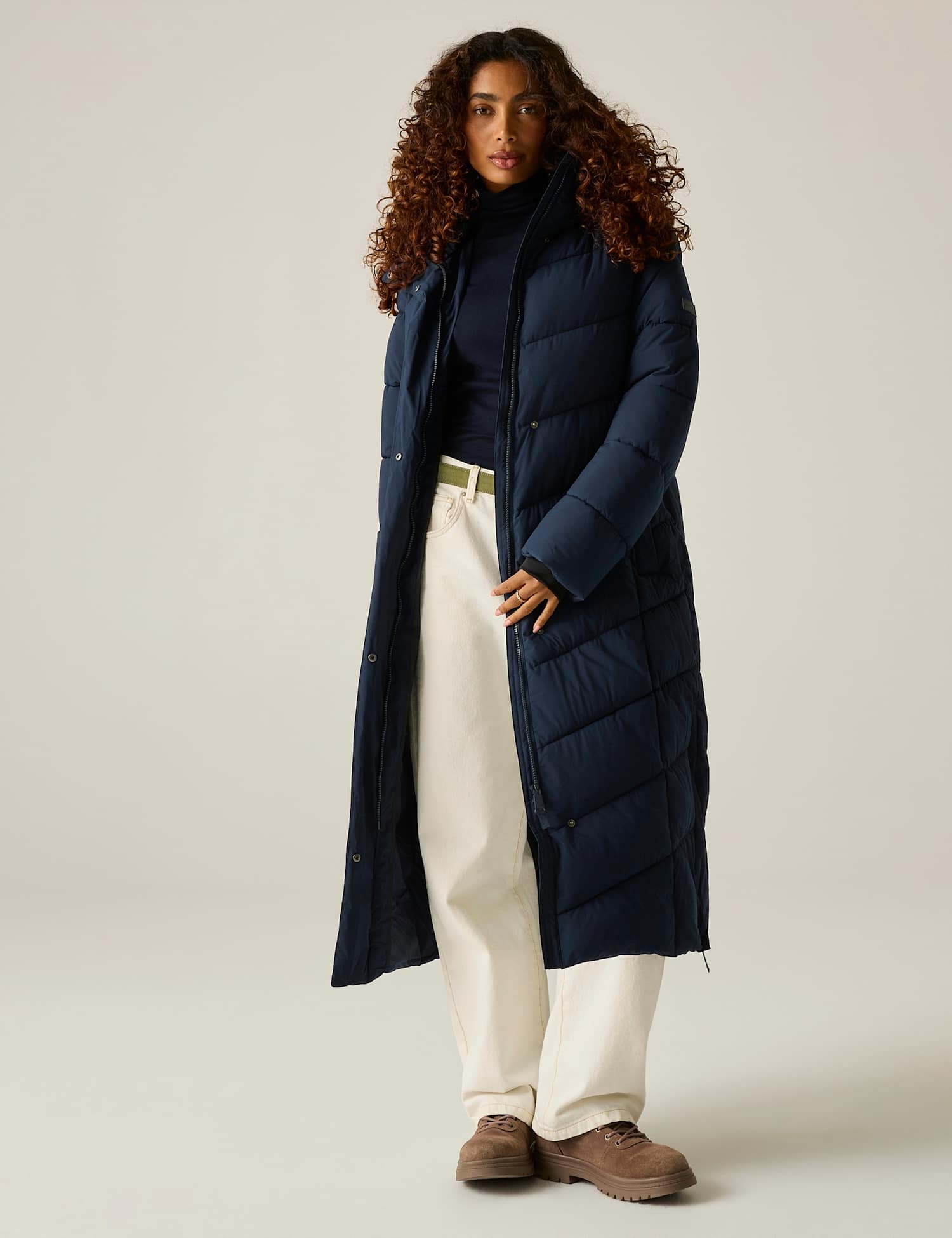 Regatta Eloria Hooded Longline Puffer Coat Navy