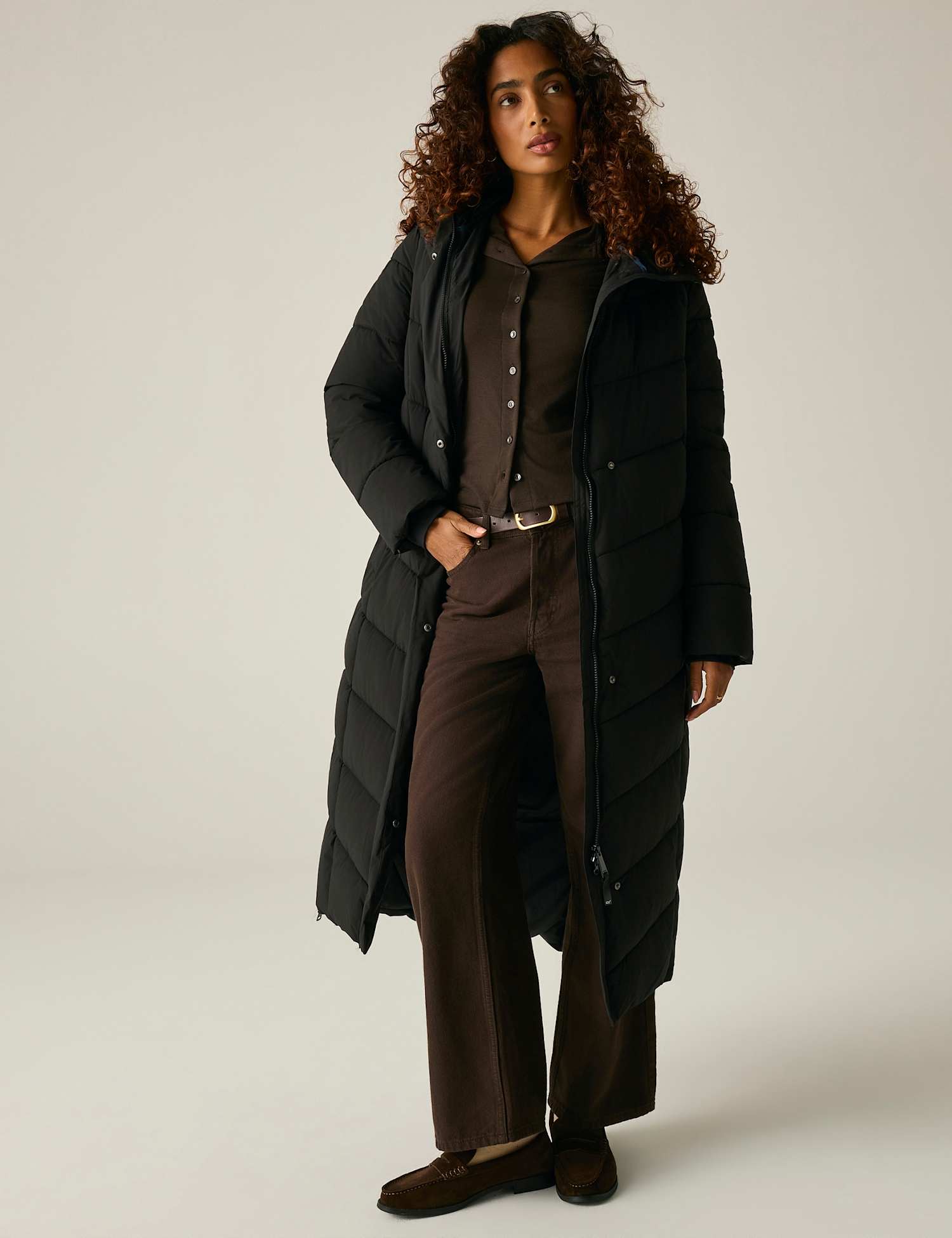 Regatta Eloria Hooded Longline Puffer Coat Black