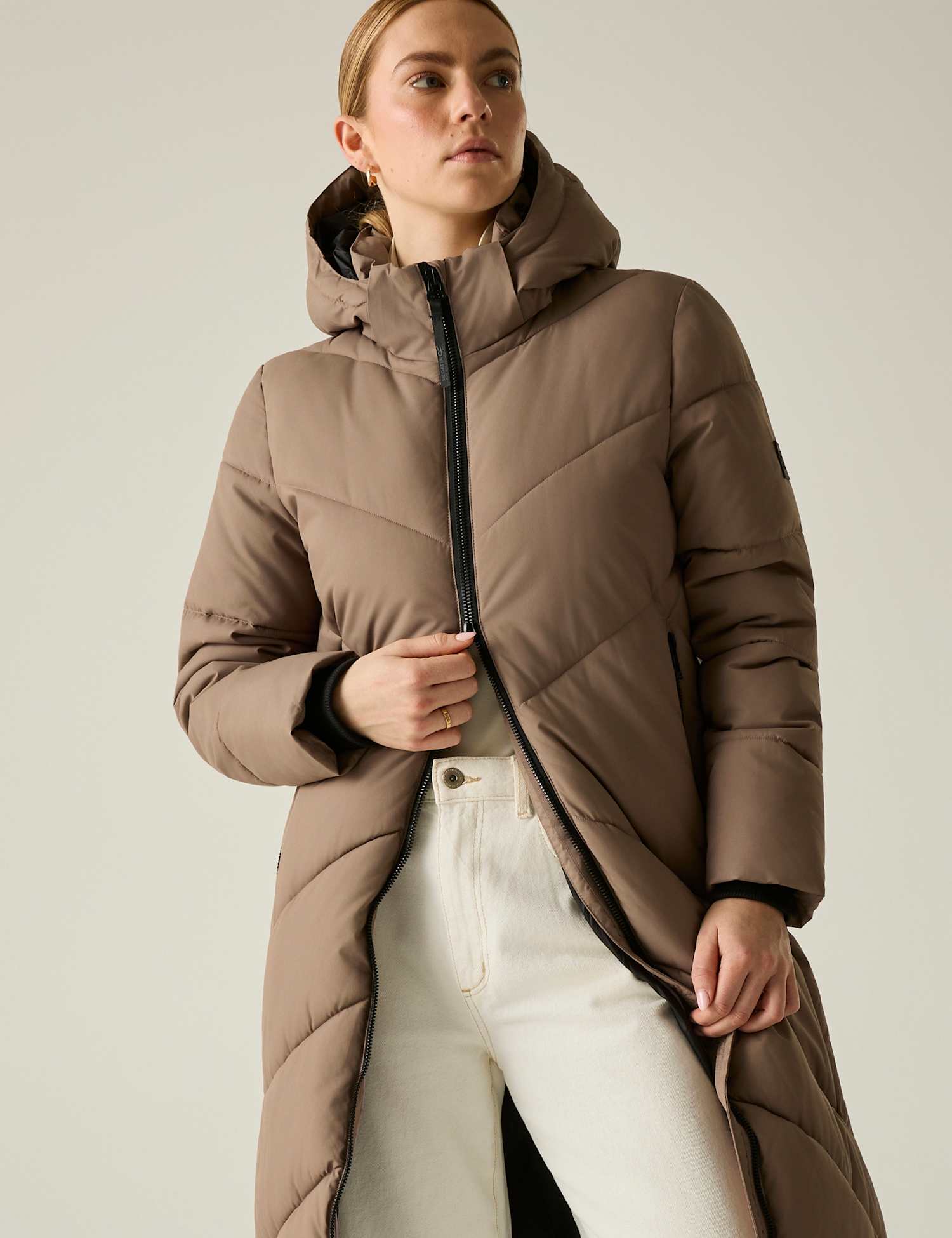 Regatta Merida Padded Water Repellent Hooded Jacket Brown