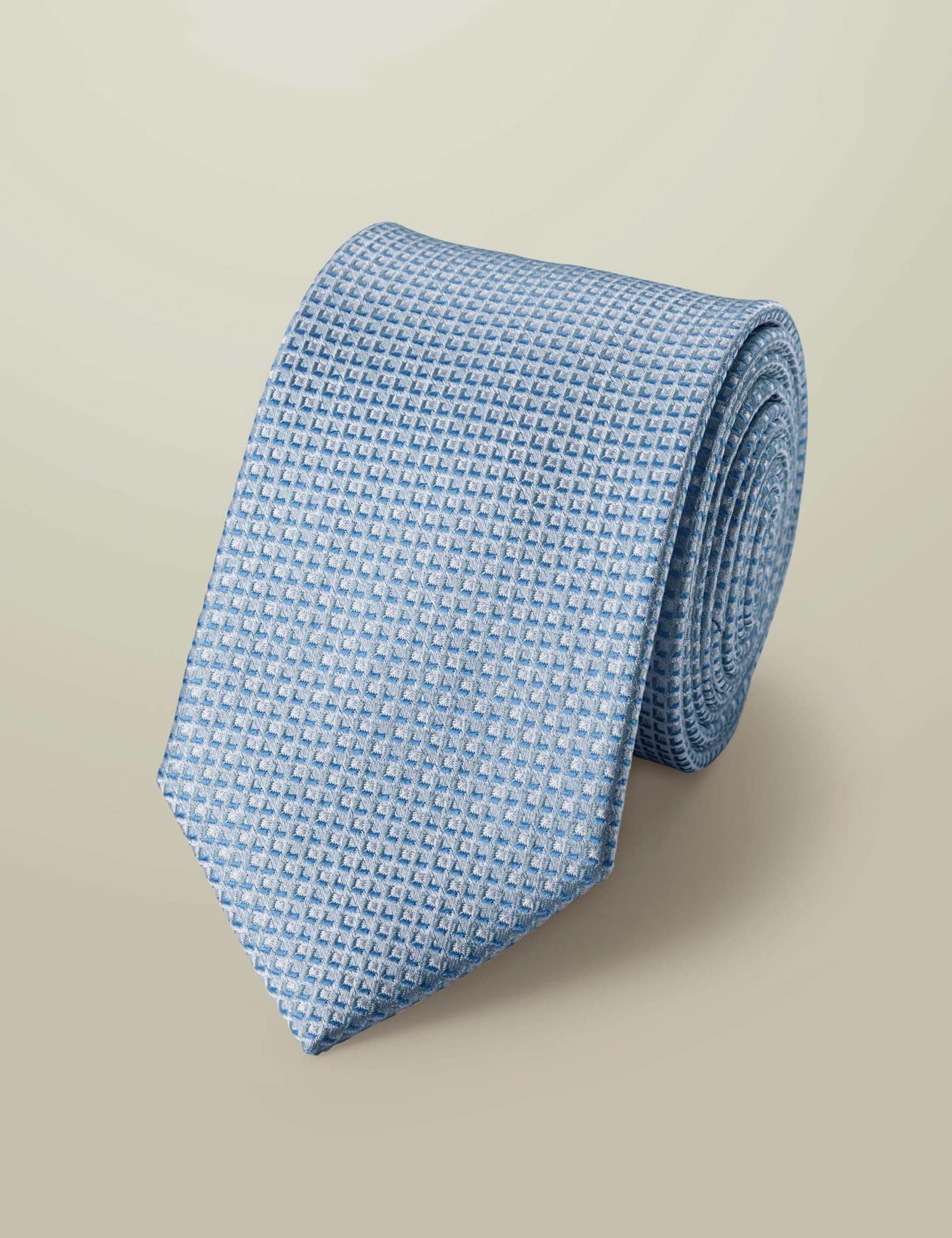 Charles Tyrwhitt Geometric Pure Silk Tie Pale Blue