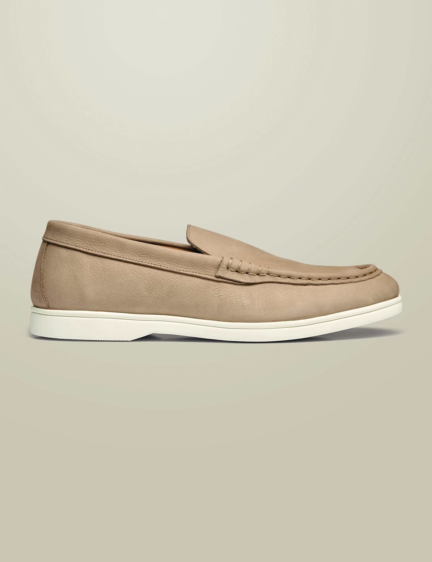 Charles Tyrwhitt Nubuck Leather Slip-On Loafers Light Cream