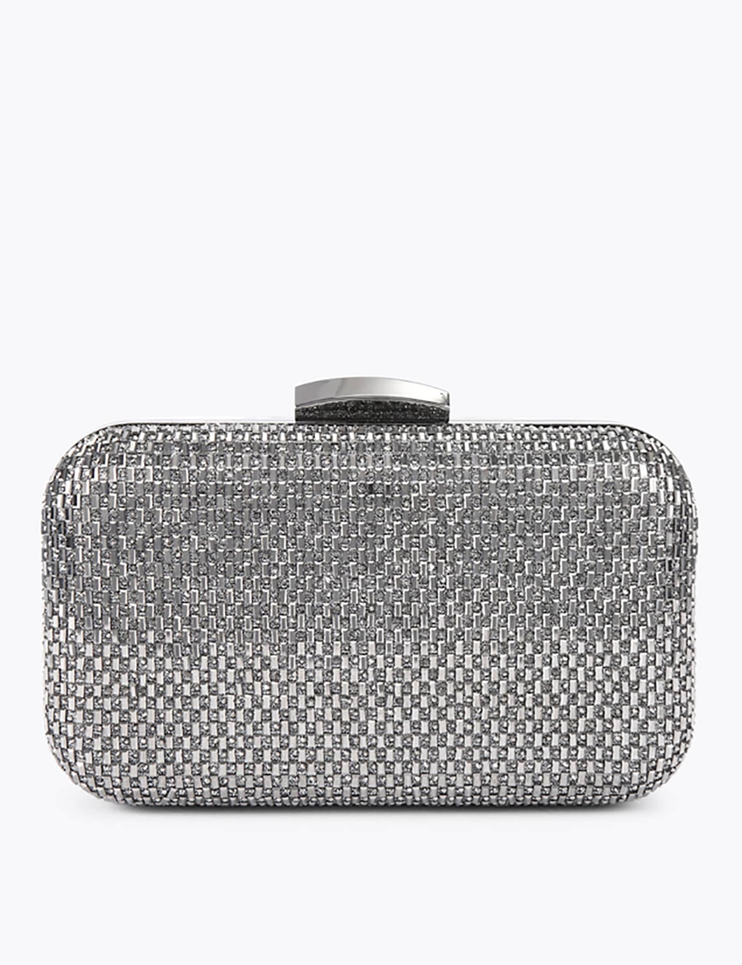 Kurt Geiger Embellished Chain Strap Clutch Bag Silver