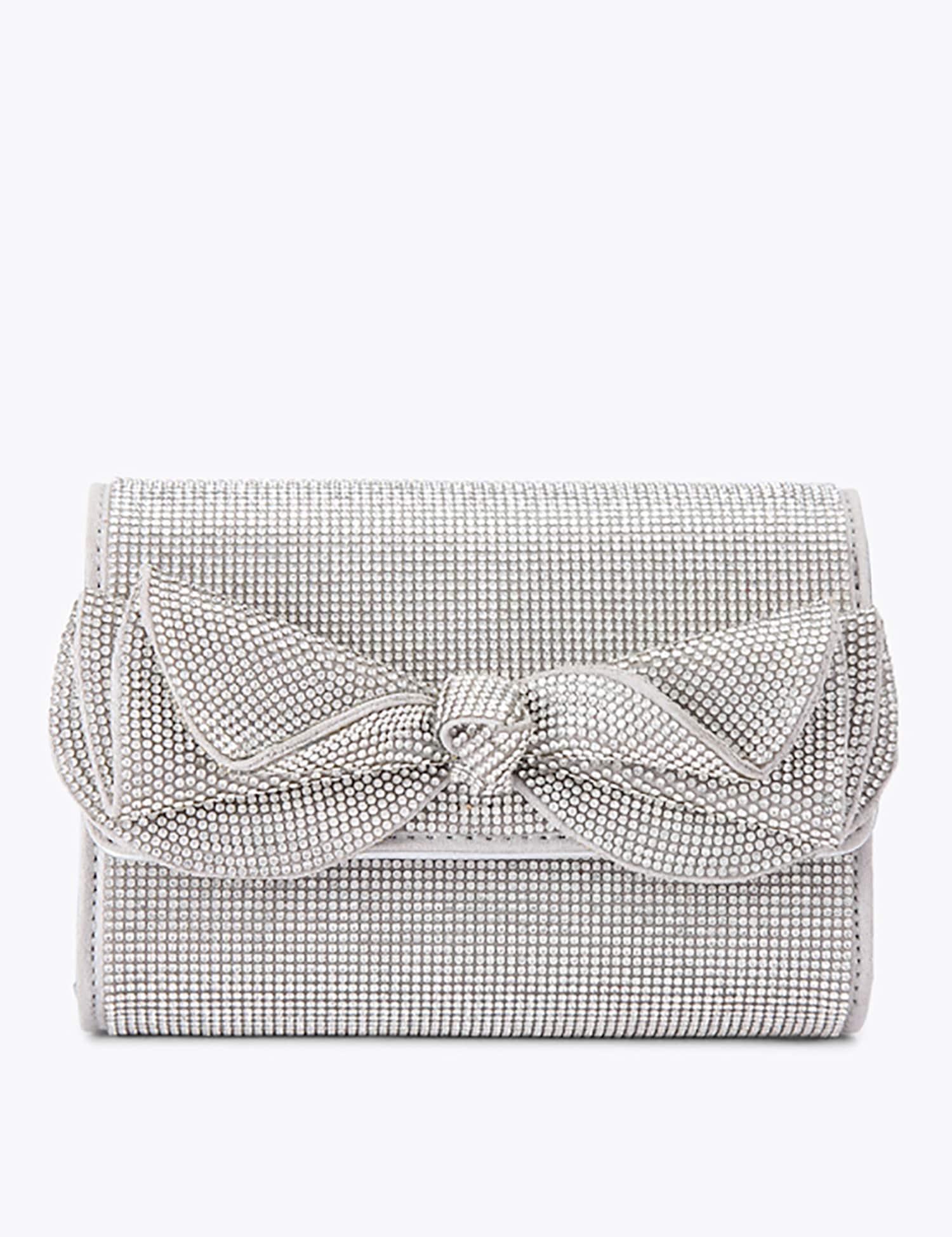 Kurt Geiger Embellished Chain Strap Clutch Bag Silver