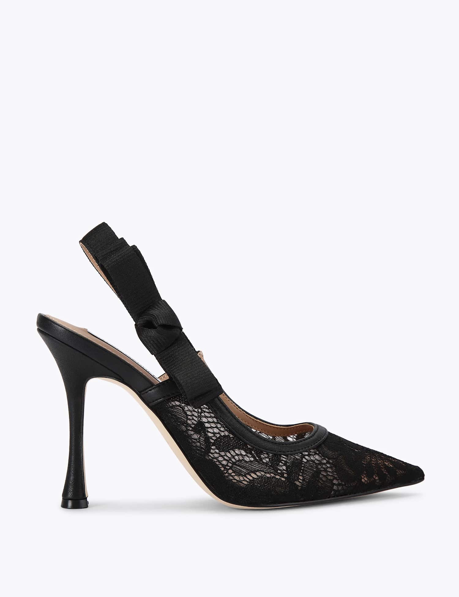 Steve Madden Lace Stiletto Heel Pointed Slingback Shoes Black