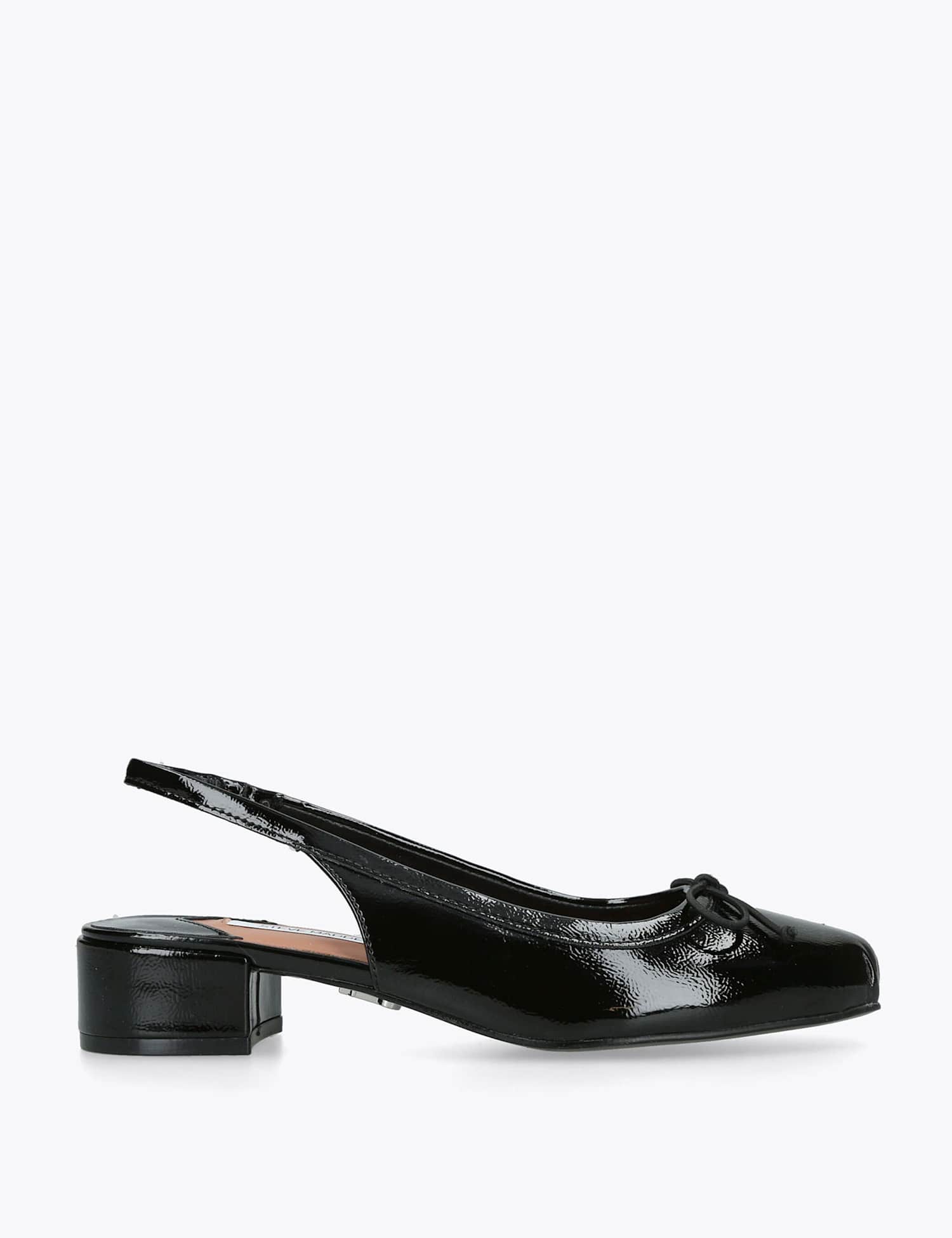 Steve Madden Patent Bow Block Heel Slingback Shoes Black