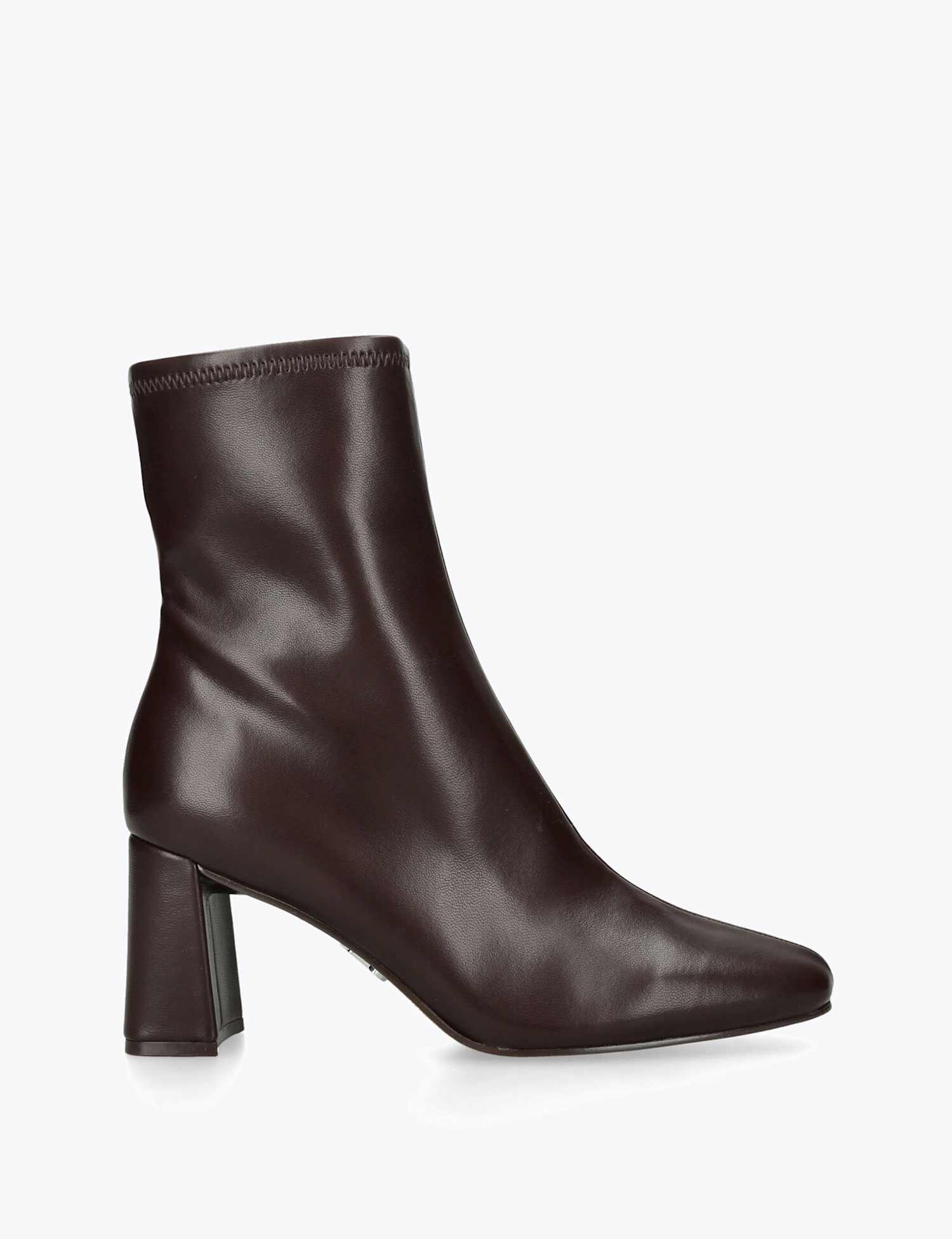 Steve Madden Hurst Leather Block Heel Ankle Boots Dark Brown