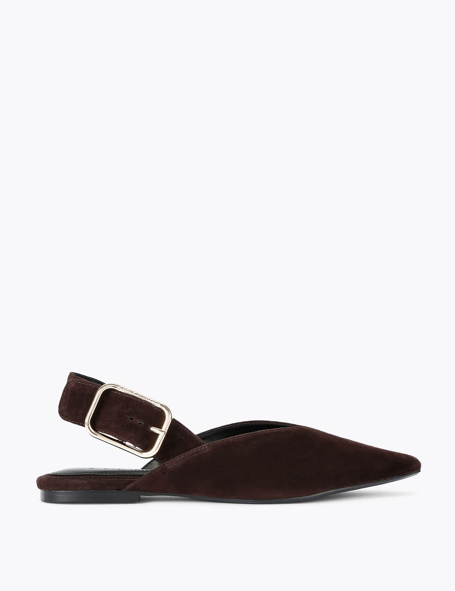 Steve Madden Shay Suede Pointed Slingback Ballet Pumps Dark Brown