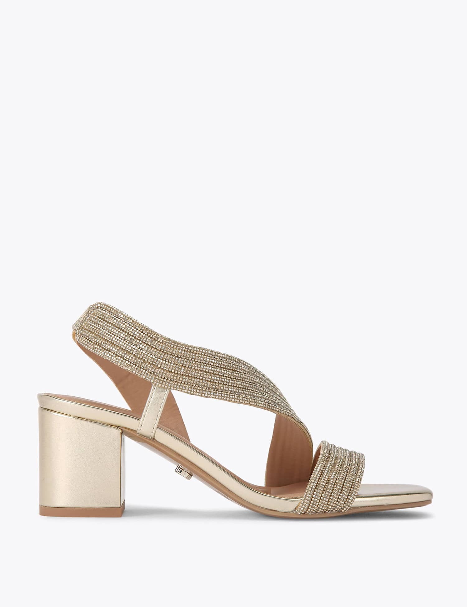 Carvela Sparkle Block Heel Slingback Sandals Gold