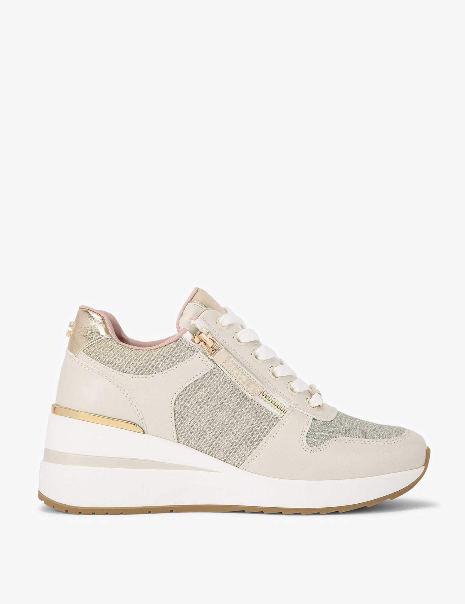 Carvela High Rise Platform Trainers Gold