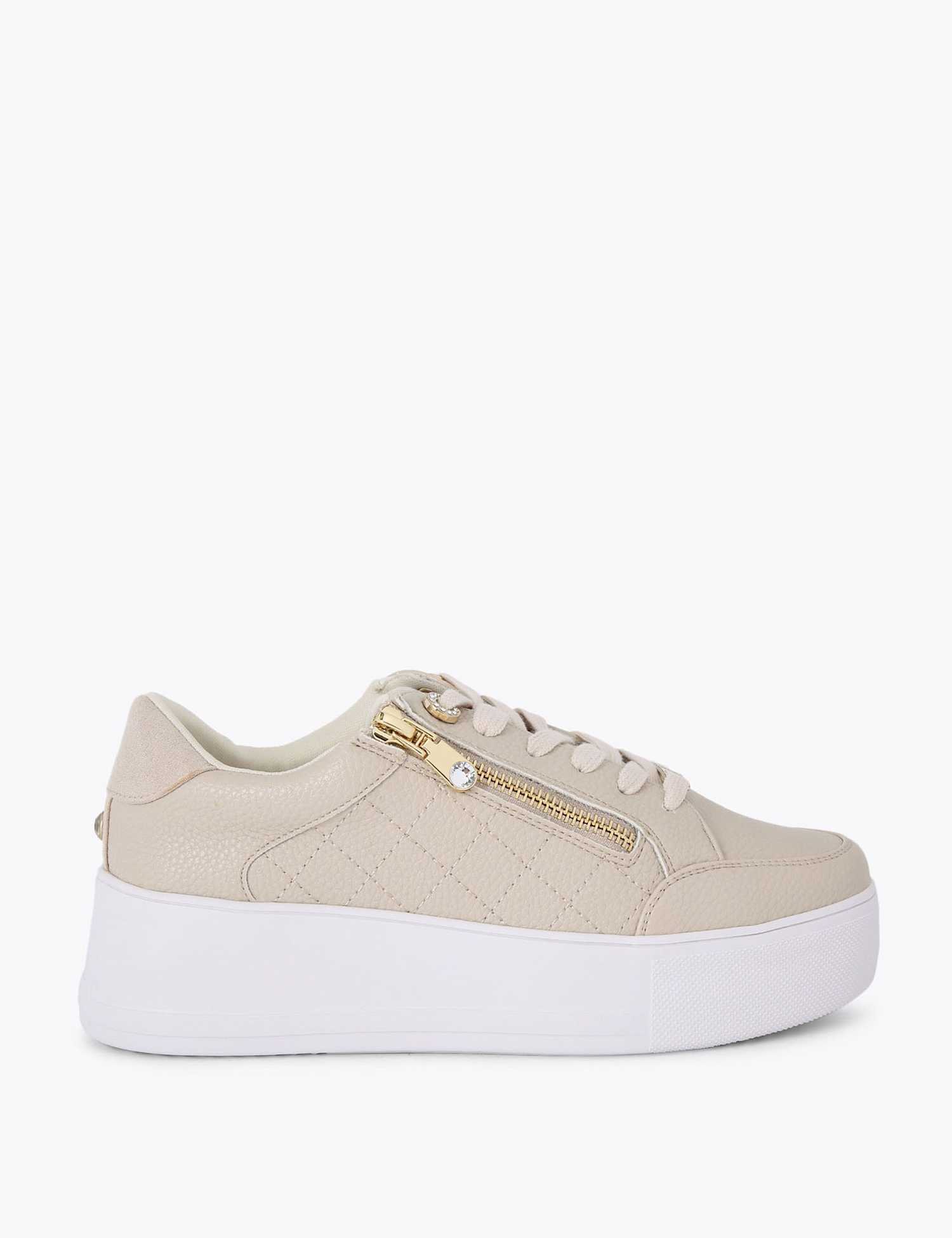 Carvela Zip Up Fastening Platform Trainers Beige