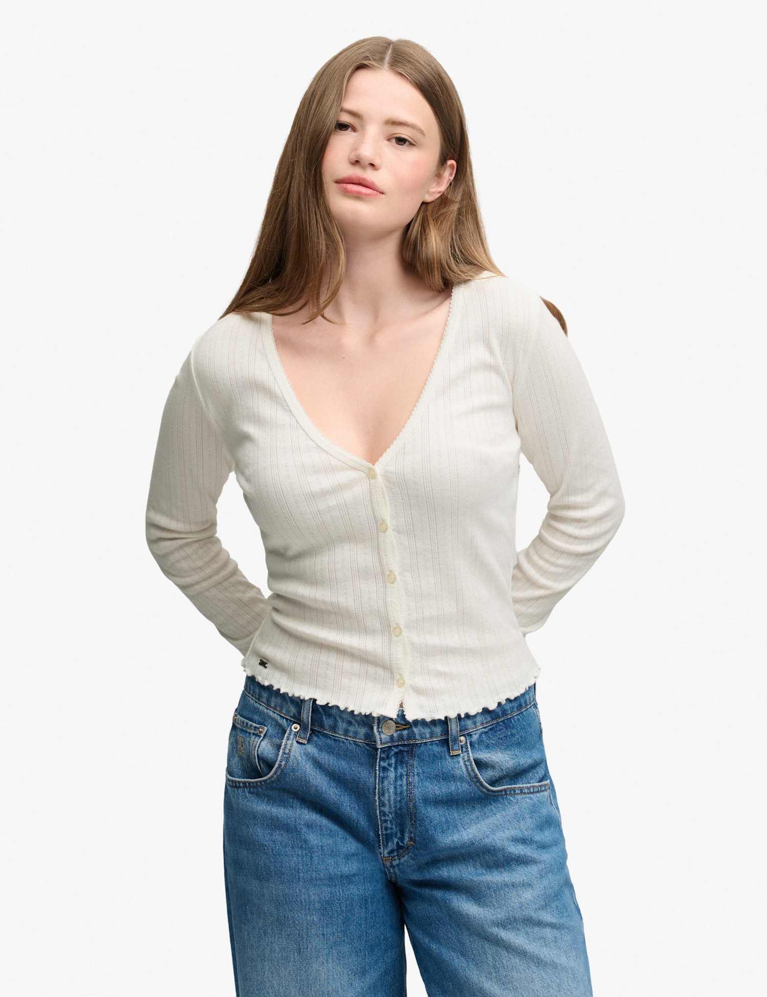 Superdry & Co Pure Cotton Striped Cardigan White