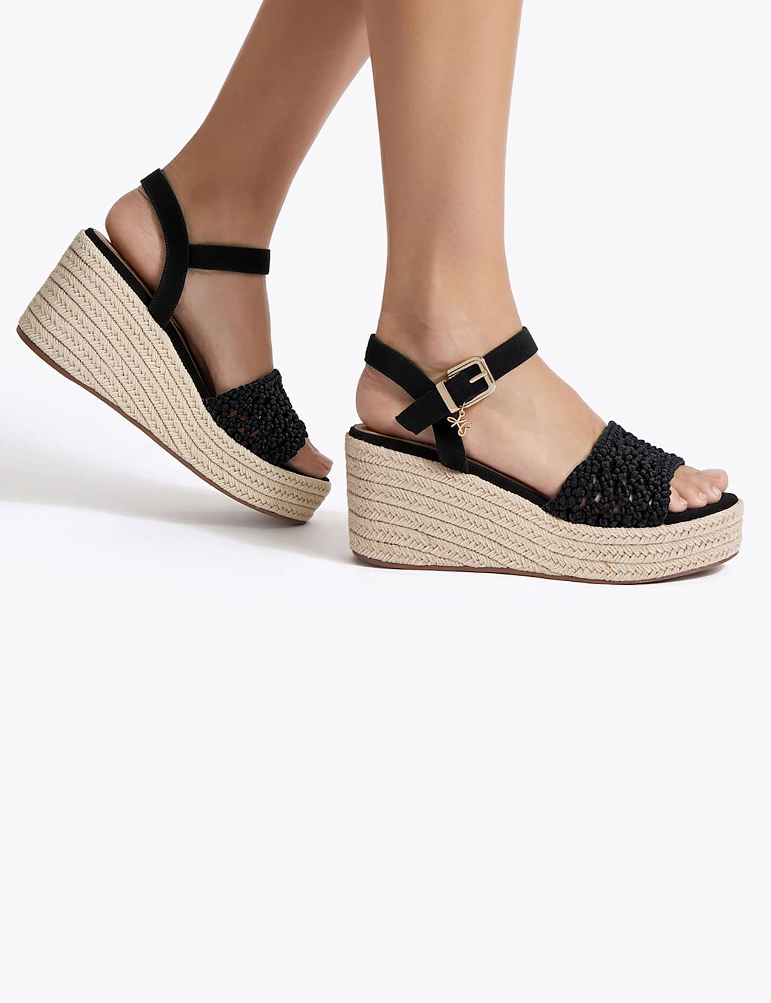 Kurt Geiger Rhoda Woven Flatform Espadrilles Black