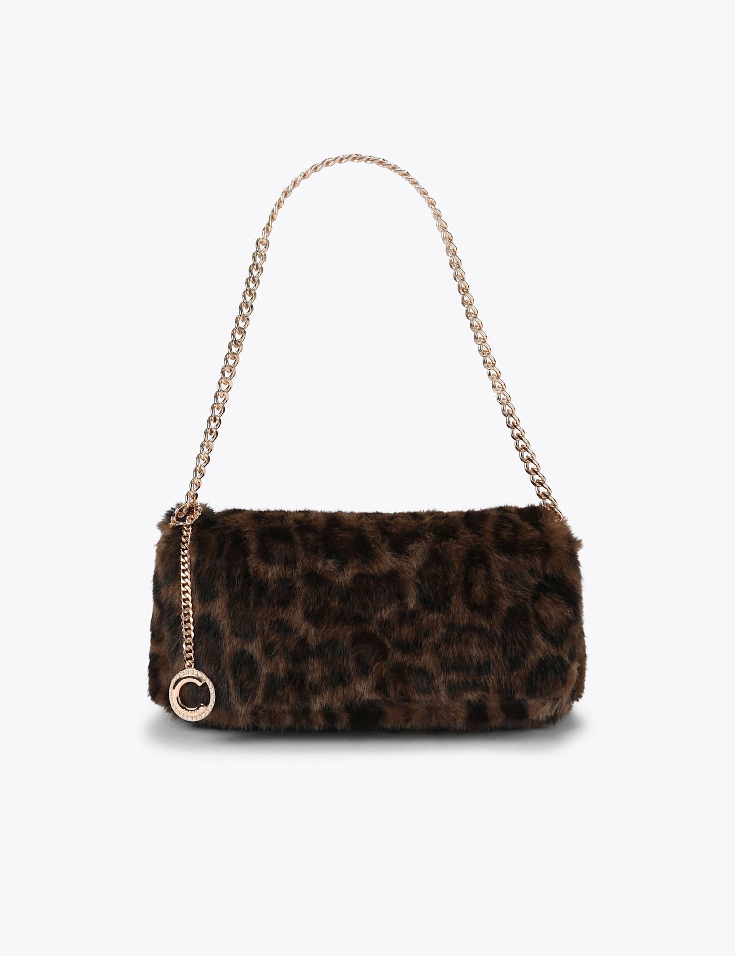 Carvela Animal Print Chain Strap Clutch Bag Brown