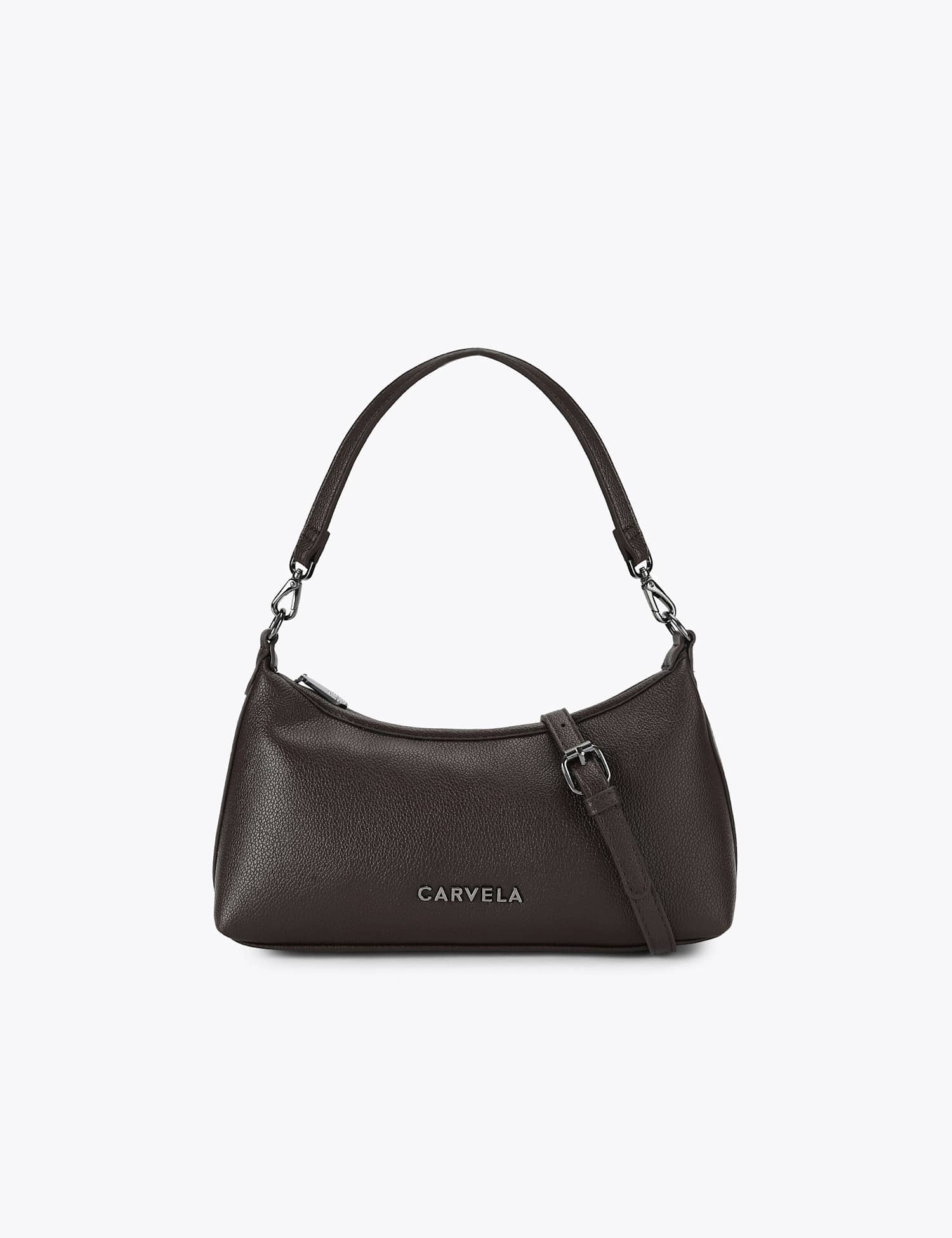 Carvela Faux Leather Patent Finish Shoulder Bag Dark Brown