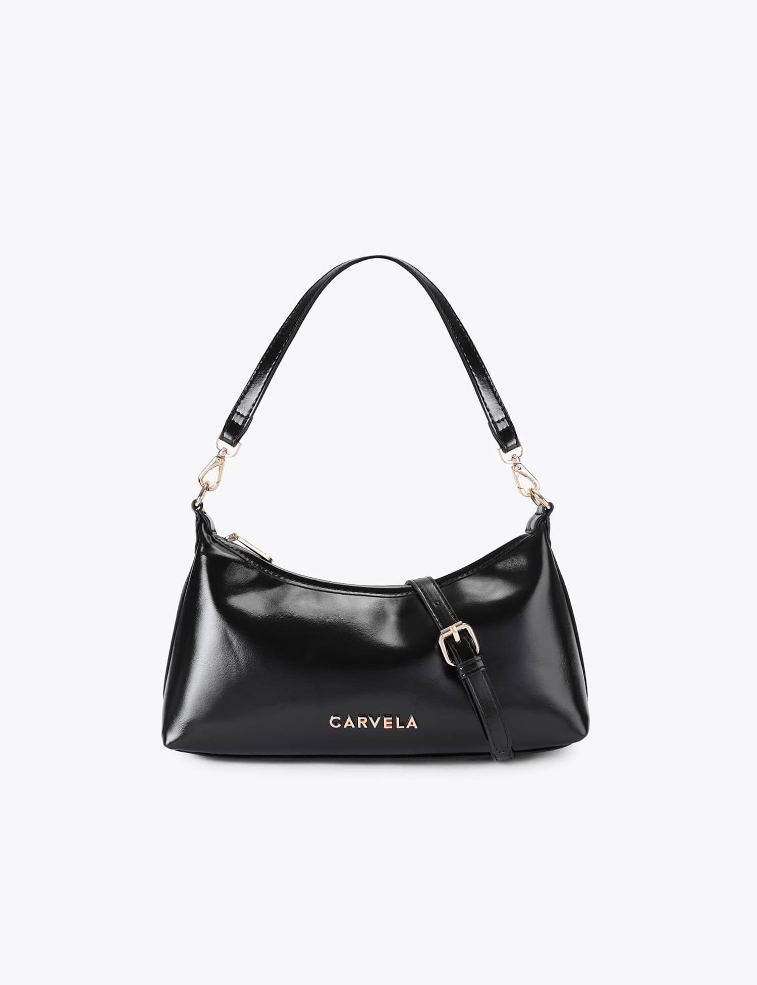 Carvela Faux Leather Patent Finish Shoulder Bag Black
